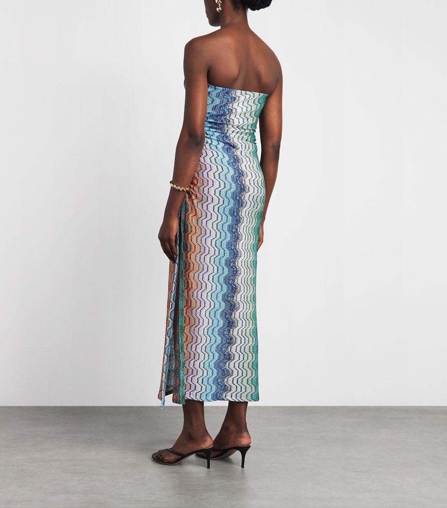 Missoni Womens Metallic Zigzag Strapless Maxi Dress Smsnq Mlti Blk/gr/or Image 4
