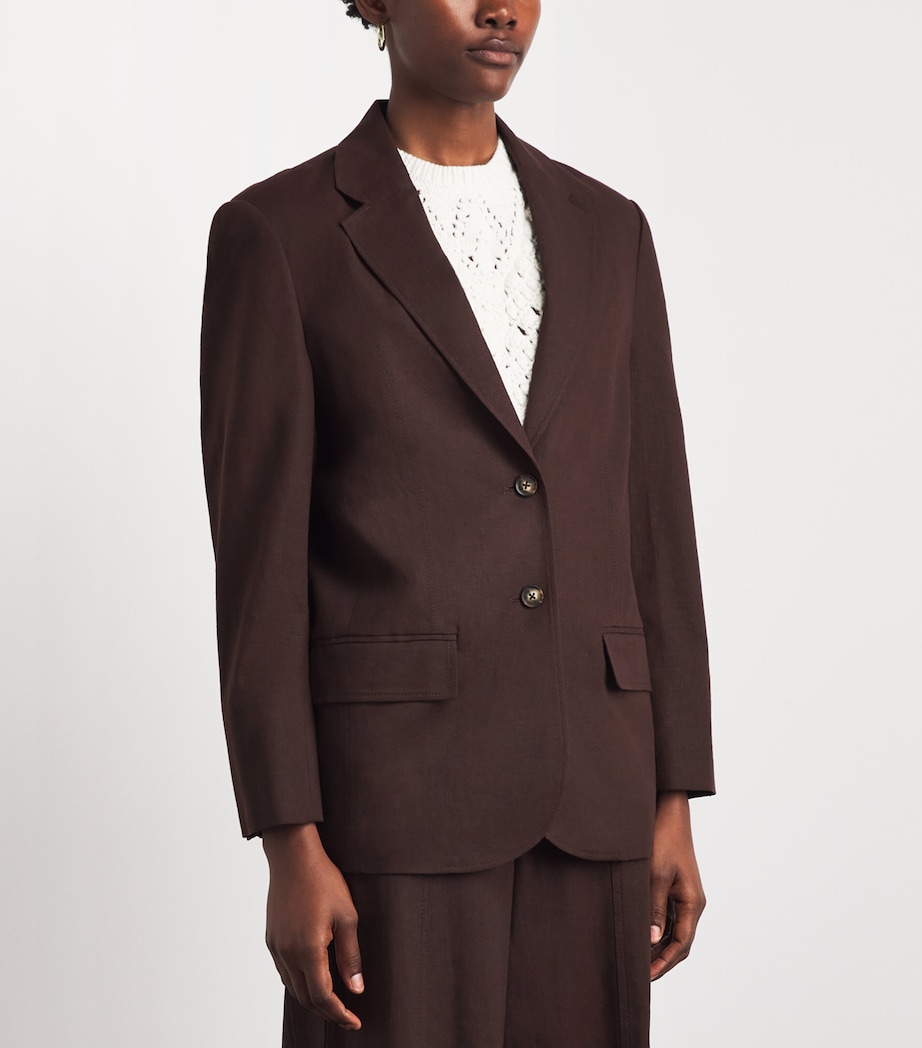 ME+EM Womens Linen-Blend Icon Blazer Cocoa Brown Image 4