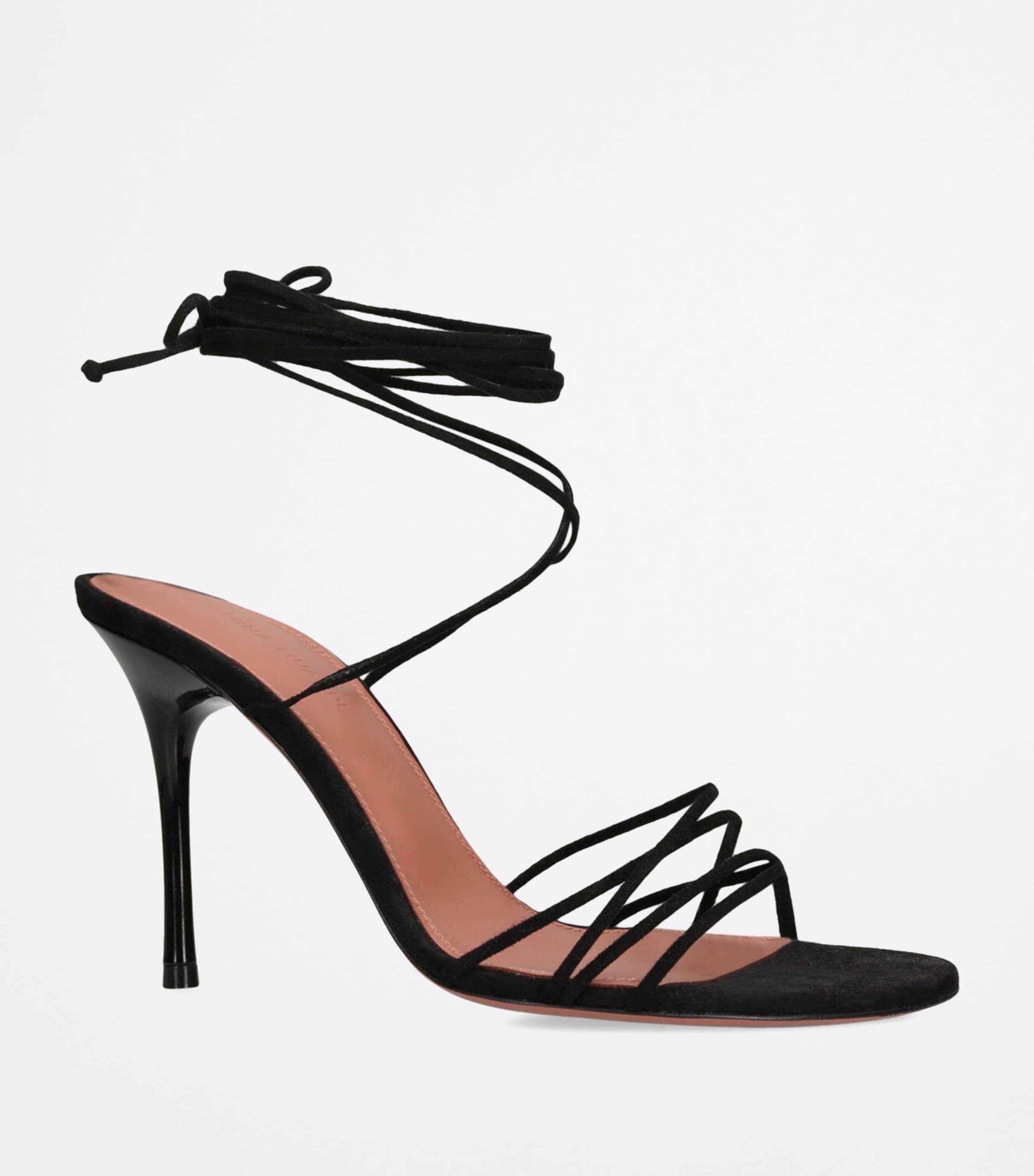 Amina Muaddi Lace-Up Lori Sandals 95 Black Image 3