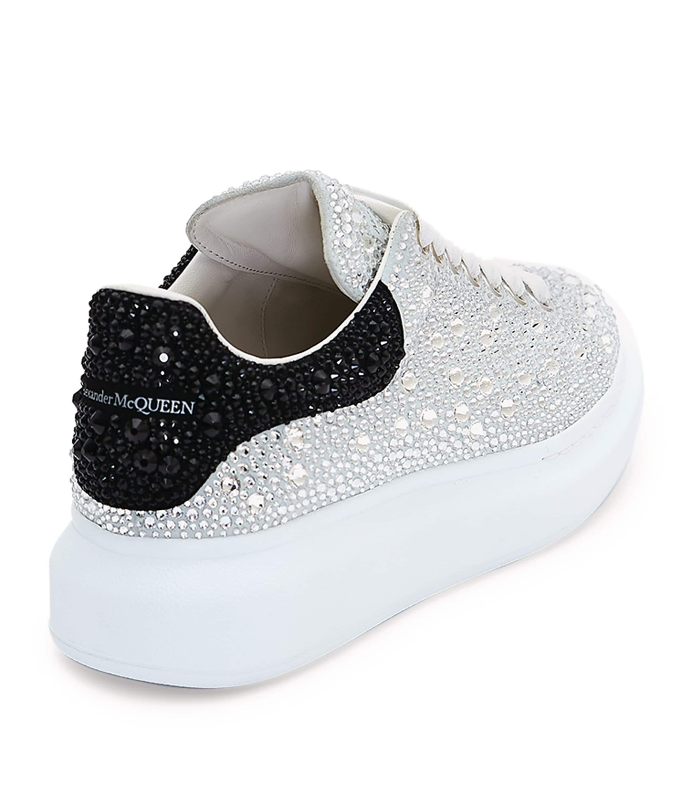 McQueen Leather Crystal-Embellished Oversized Sneakers