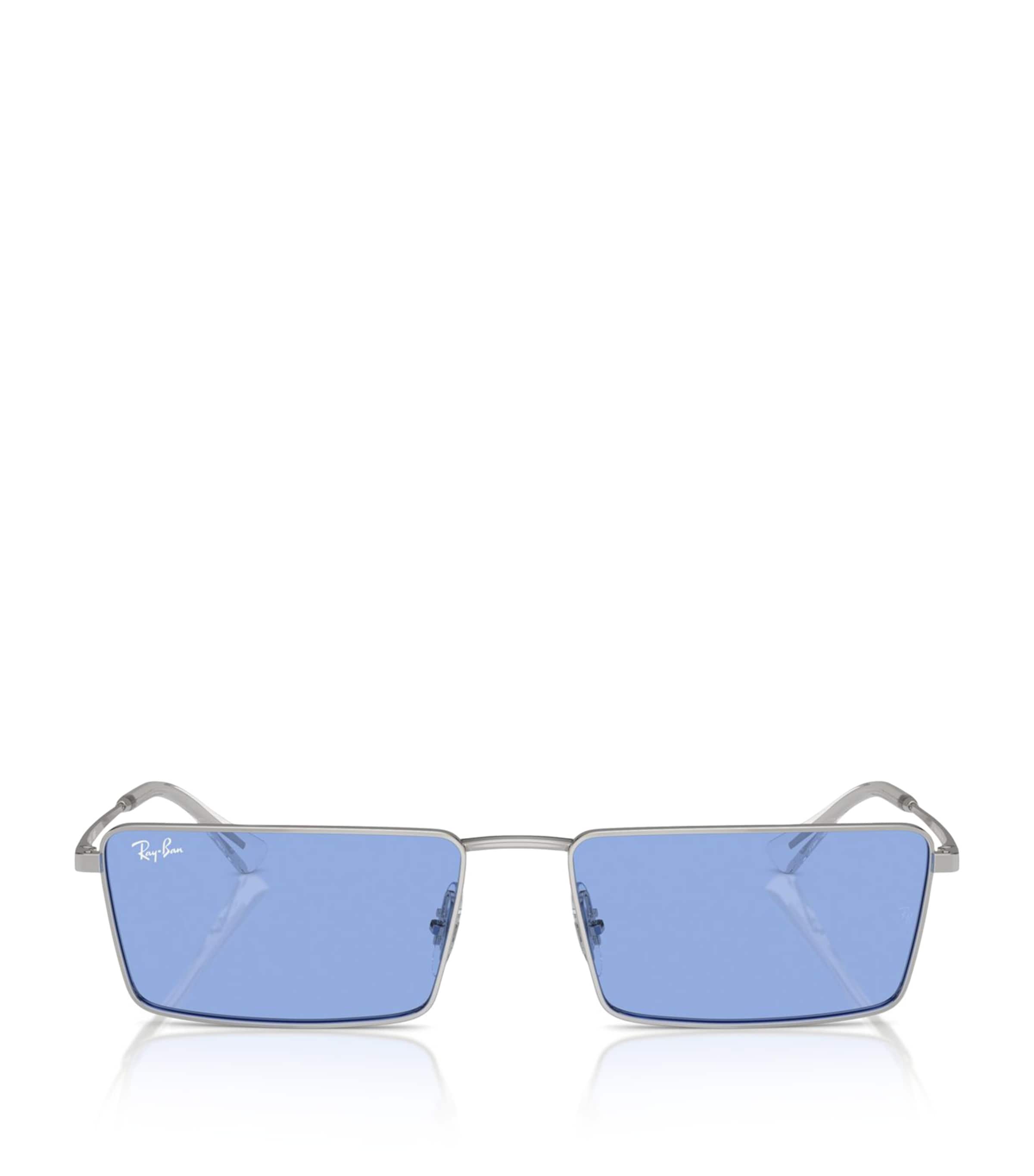 Ray Ban Sunglasses Unisex Emy Bio-based - Silver Frame Blue Lenses 56-17 In Silver