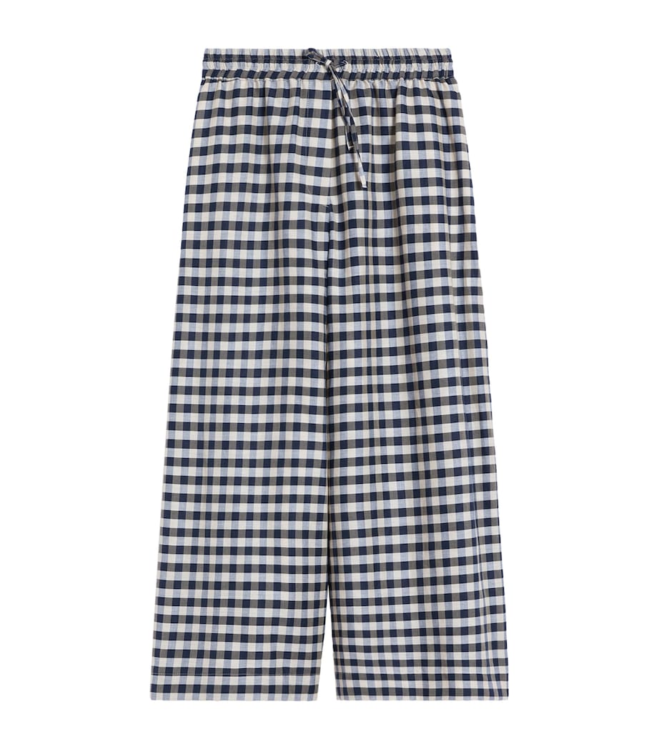 Weekend Max Mara Womens Check Print Trousers Navy Image 1