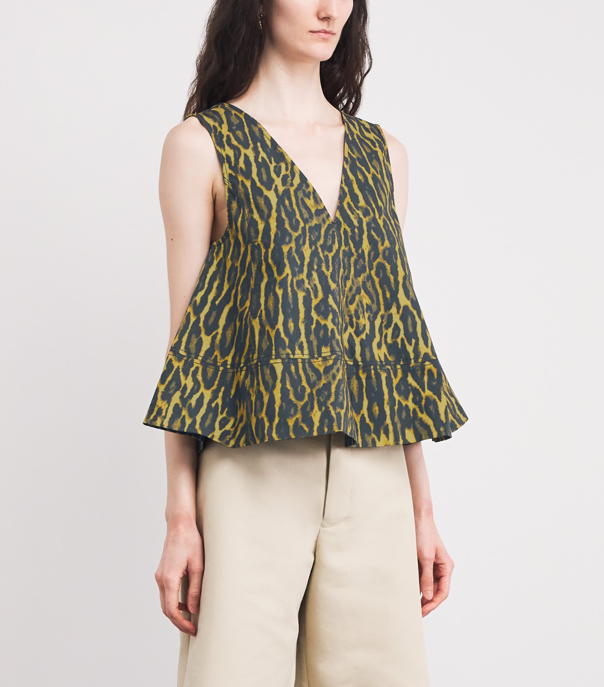 Organic Cotton Leopard Blouse 894 KHAKI Image 3