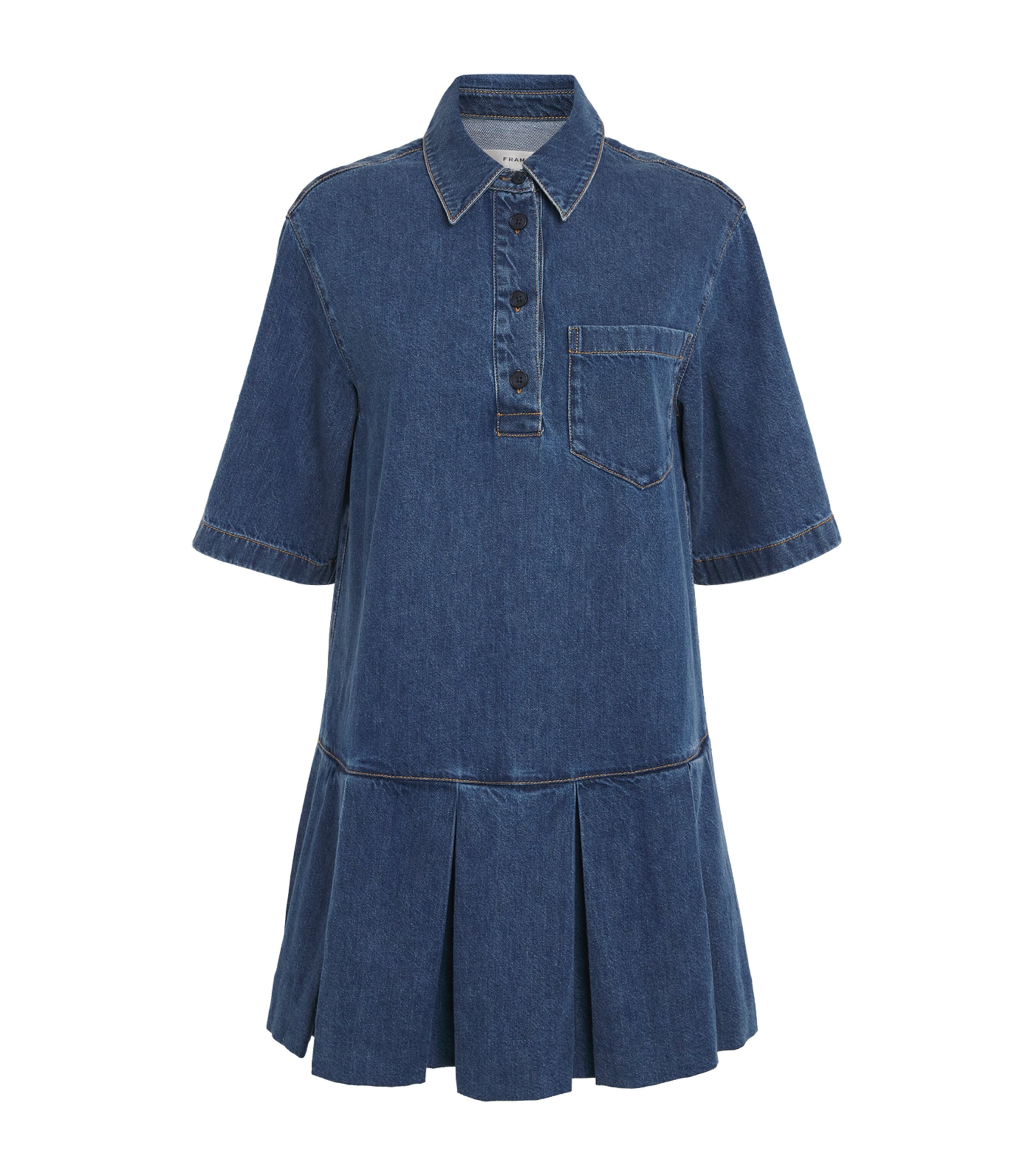 Frame Tennis Cotton Blend Denim Minidress In Blue