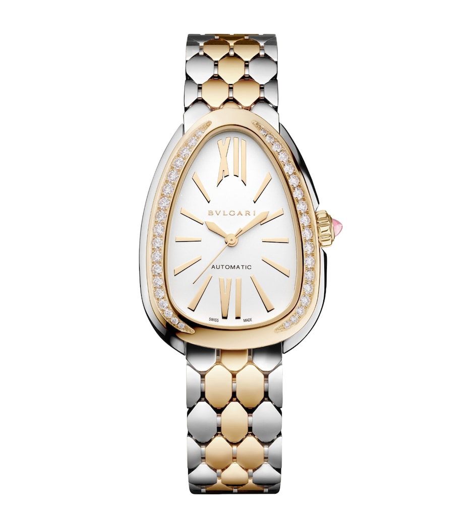 Bvlgari Yellow Gold, Stainless Steel and Diamond Serpenti Seduttori Watch 34mm White Image 1