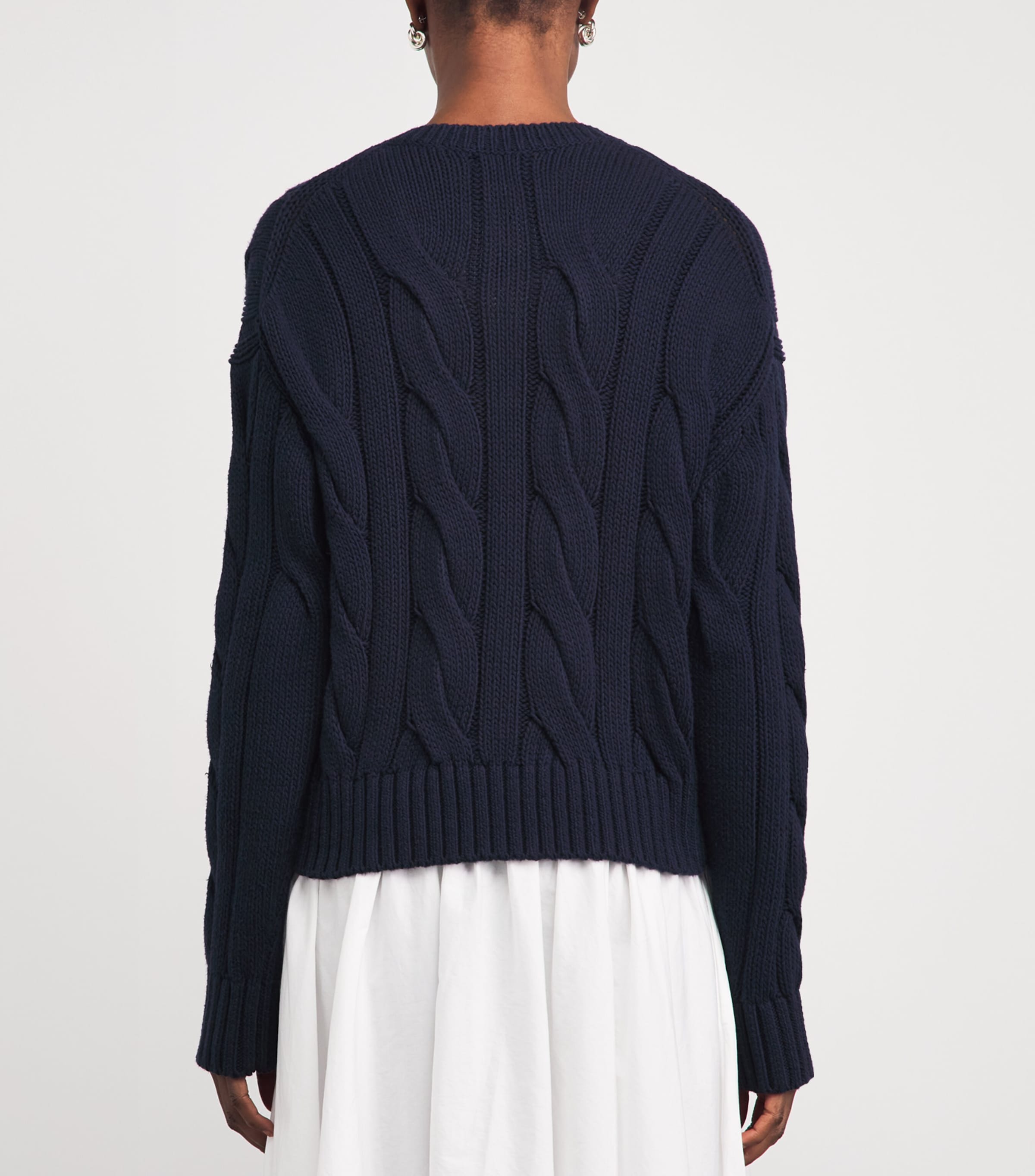 Polo Ralph Lauren Womens Cotton Cable-Knit Cardigan Hunter Navy Image 5