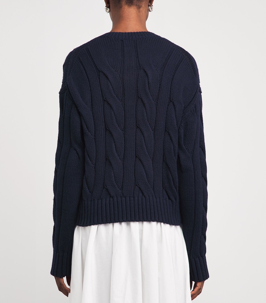 Polo Ralph Lauren Womens Cotton Cable-Knit Cardigan Hunter Navy Image 5