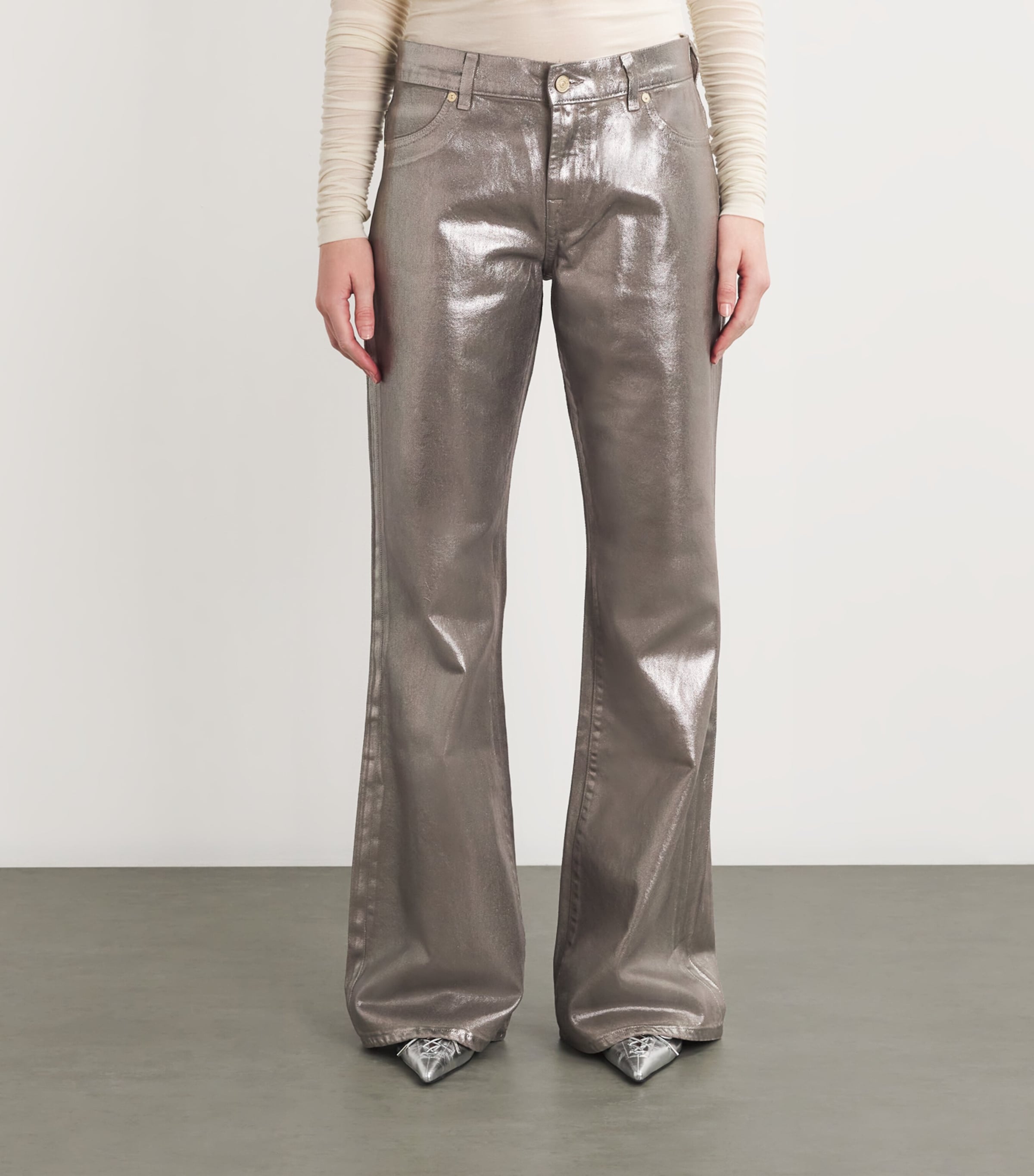 Metallic Spencer Flared Jeans CTD CHMPGNE Image 3