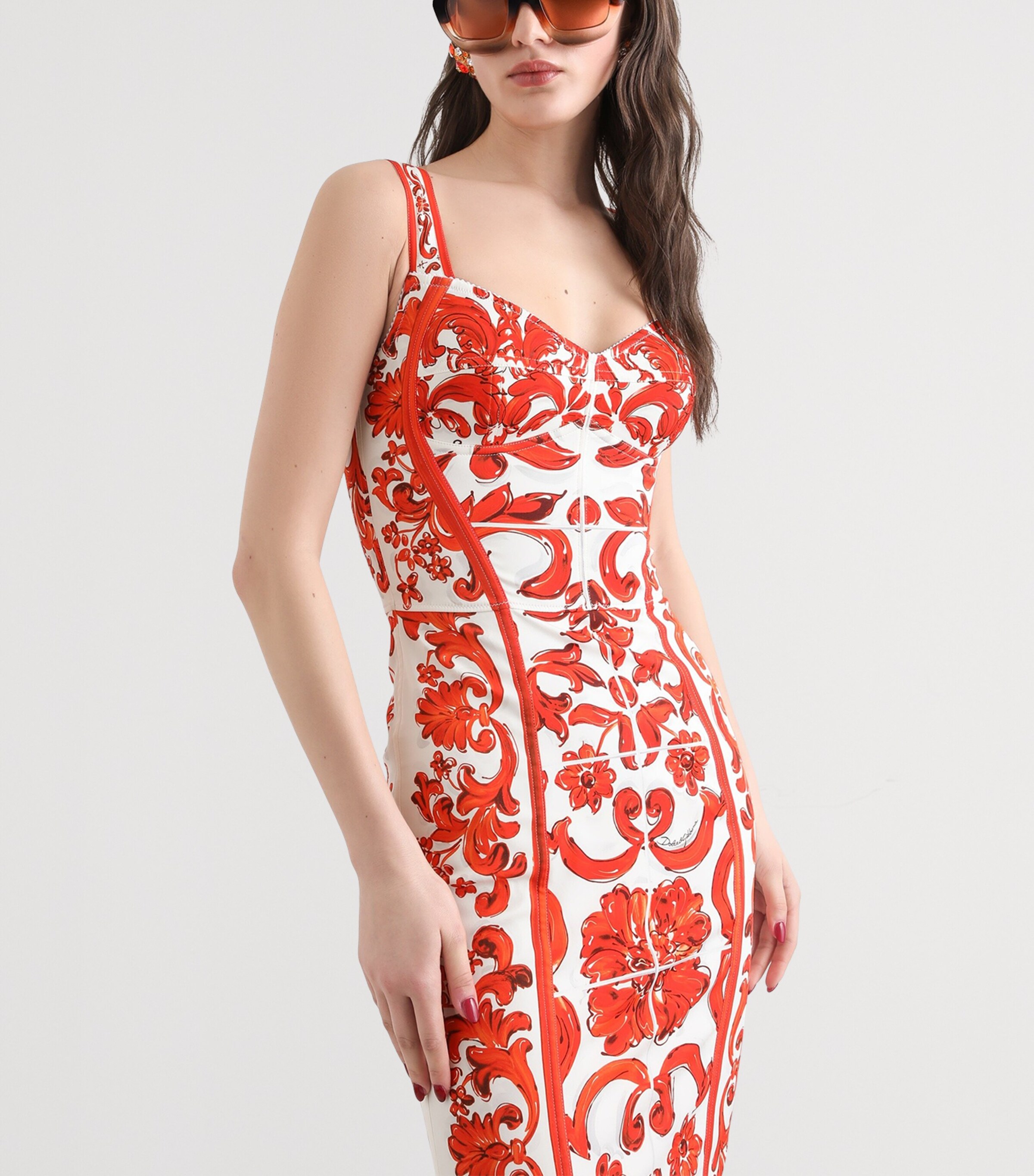 Dolce&Gabbana Womens Silk-Blend Majolica Print Mini Dress Combined Colou Image 5