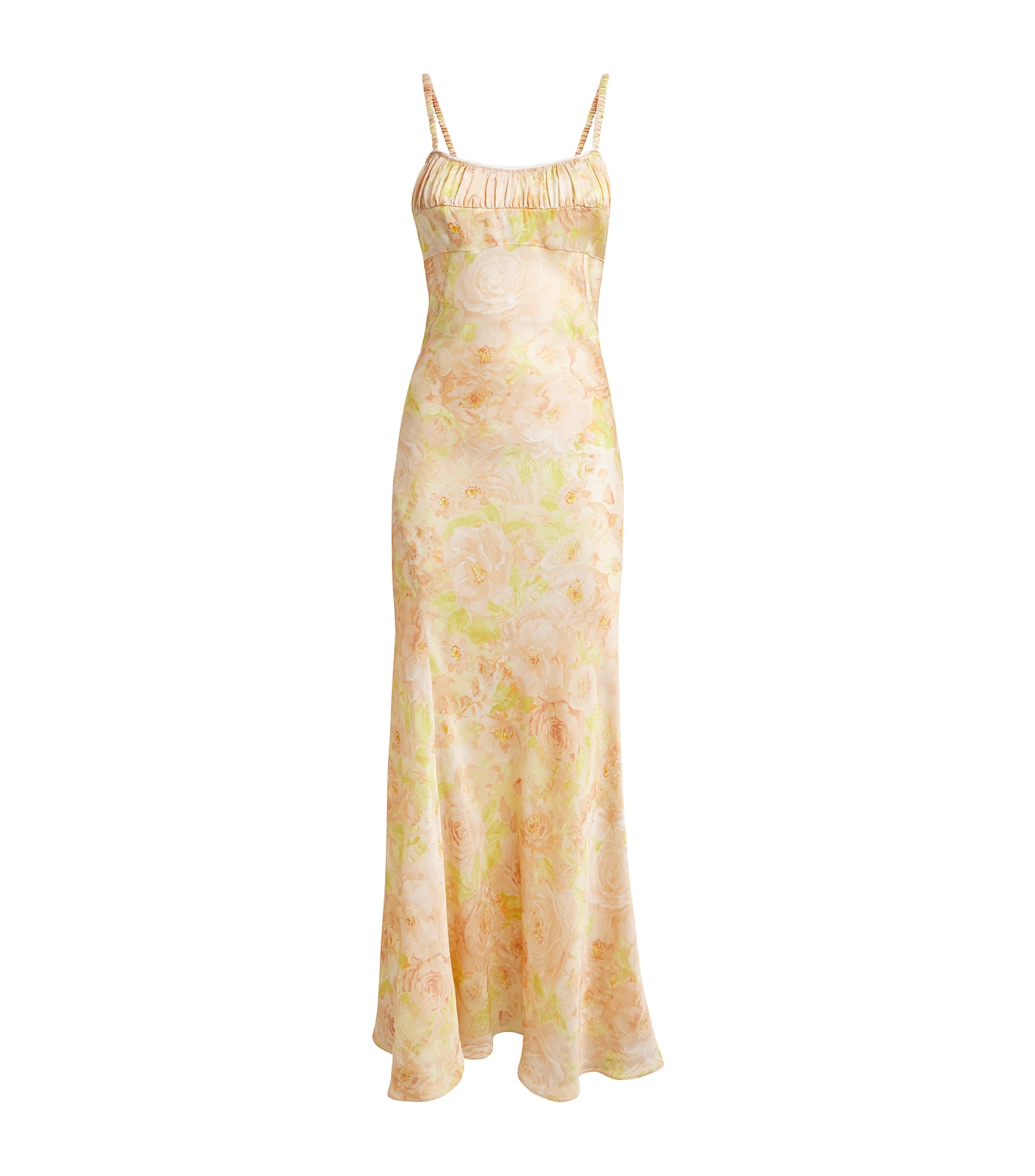 Sandro Paris Womens Satin Floral Maxi Dress Pink / Green Image 1
