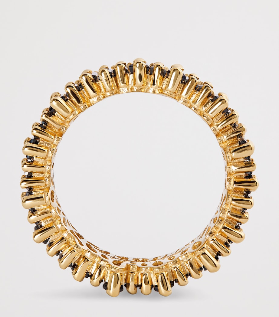 Suzanne Kalan Yellow Gold, Diamond and Blue Sapphire Double Stack Eternity Band (Size 7.25) Yg/db Image 4