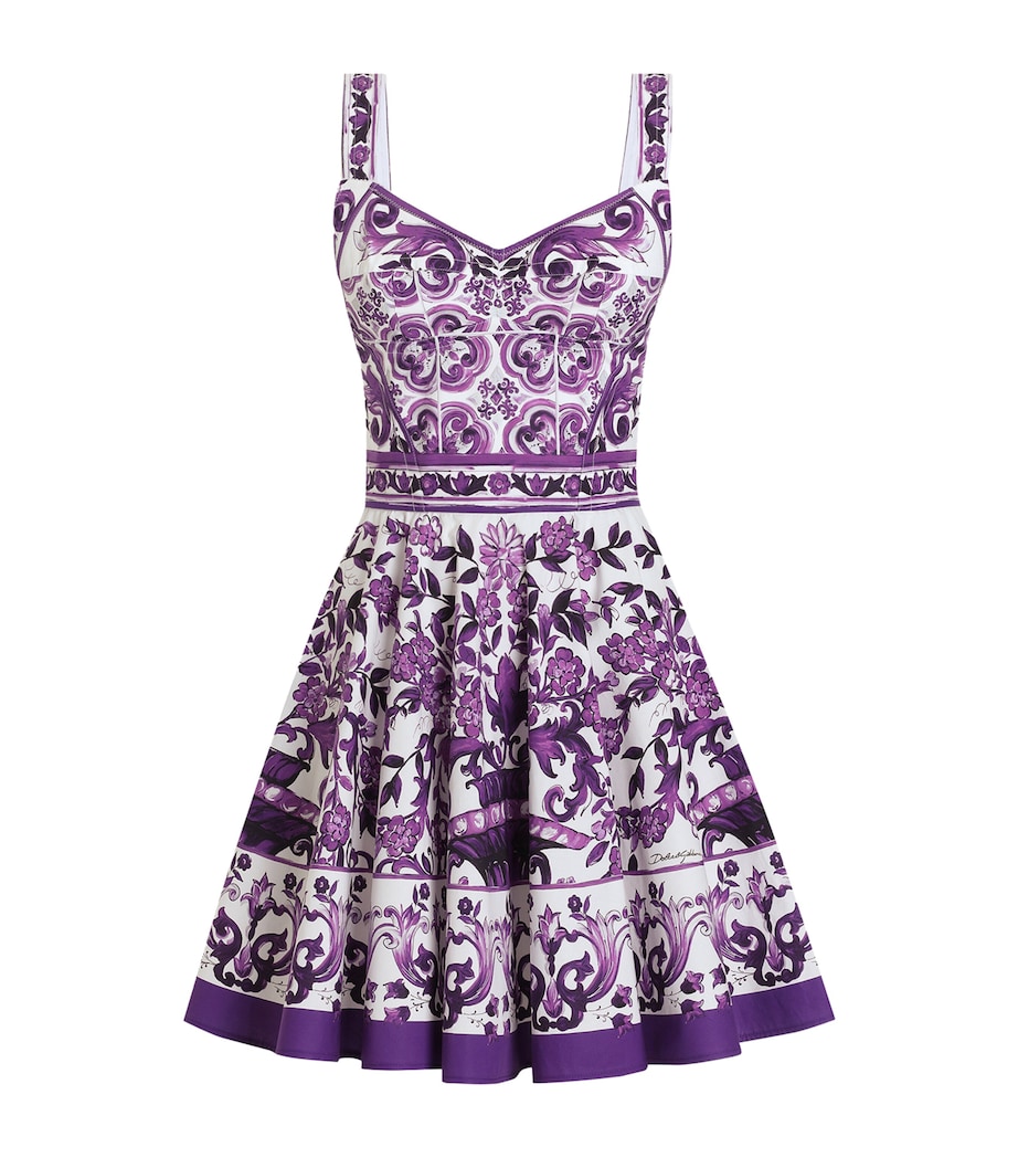 Majolica Print Pleated Mini Dress IP3TN-MIX MAIOL Image 1