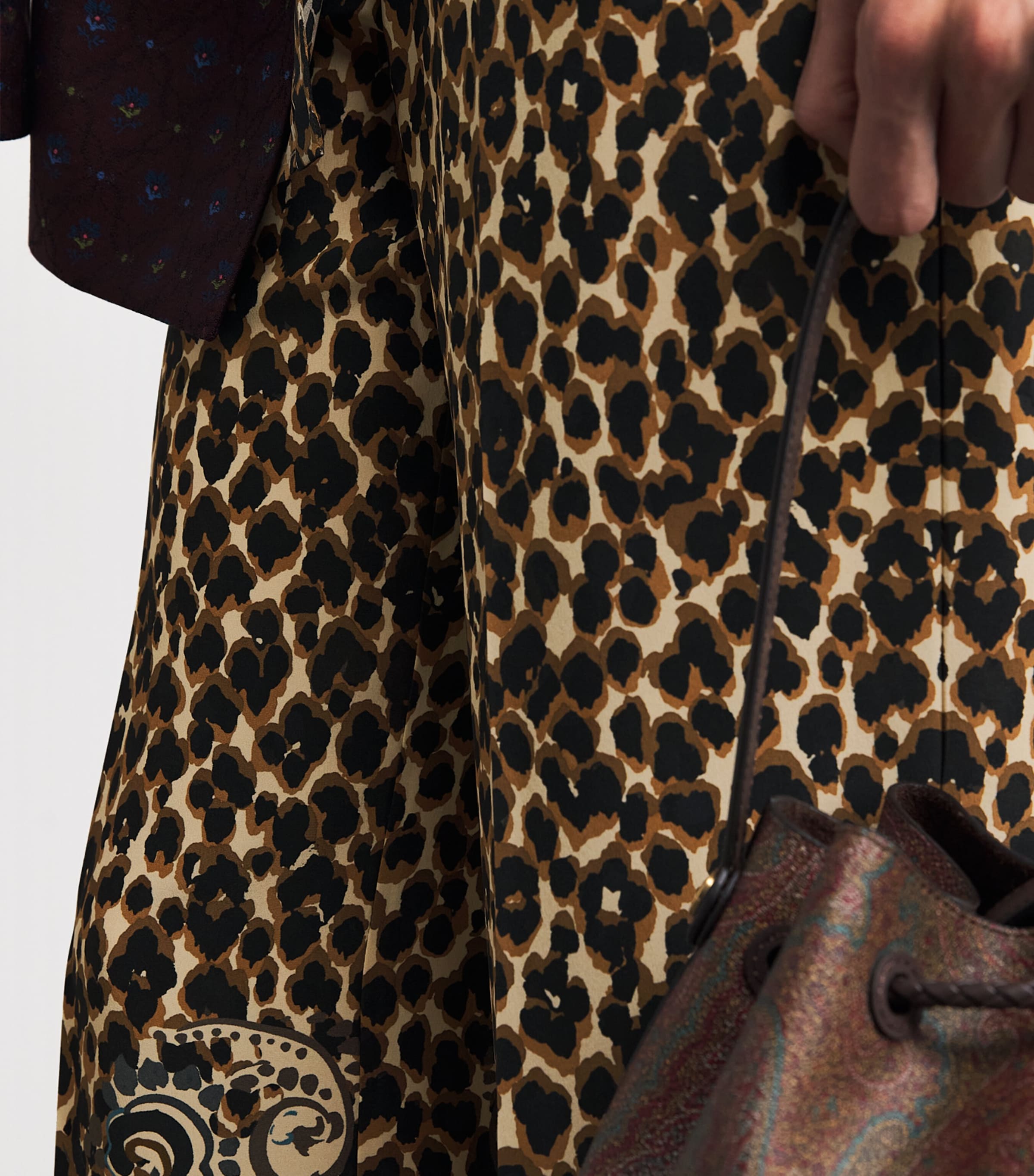 Etro Womens Silk Leopard Straight Trousers Beige Image 3