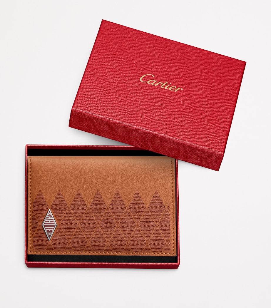 Leather Losange Card Holder CARAMEL AND BURGUNDY Image 3