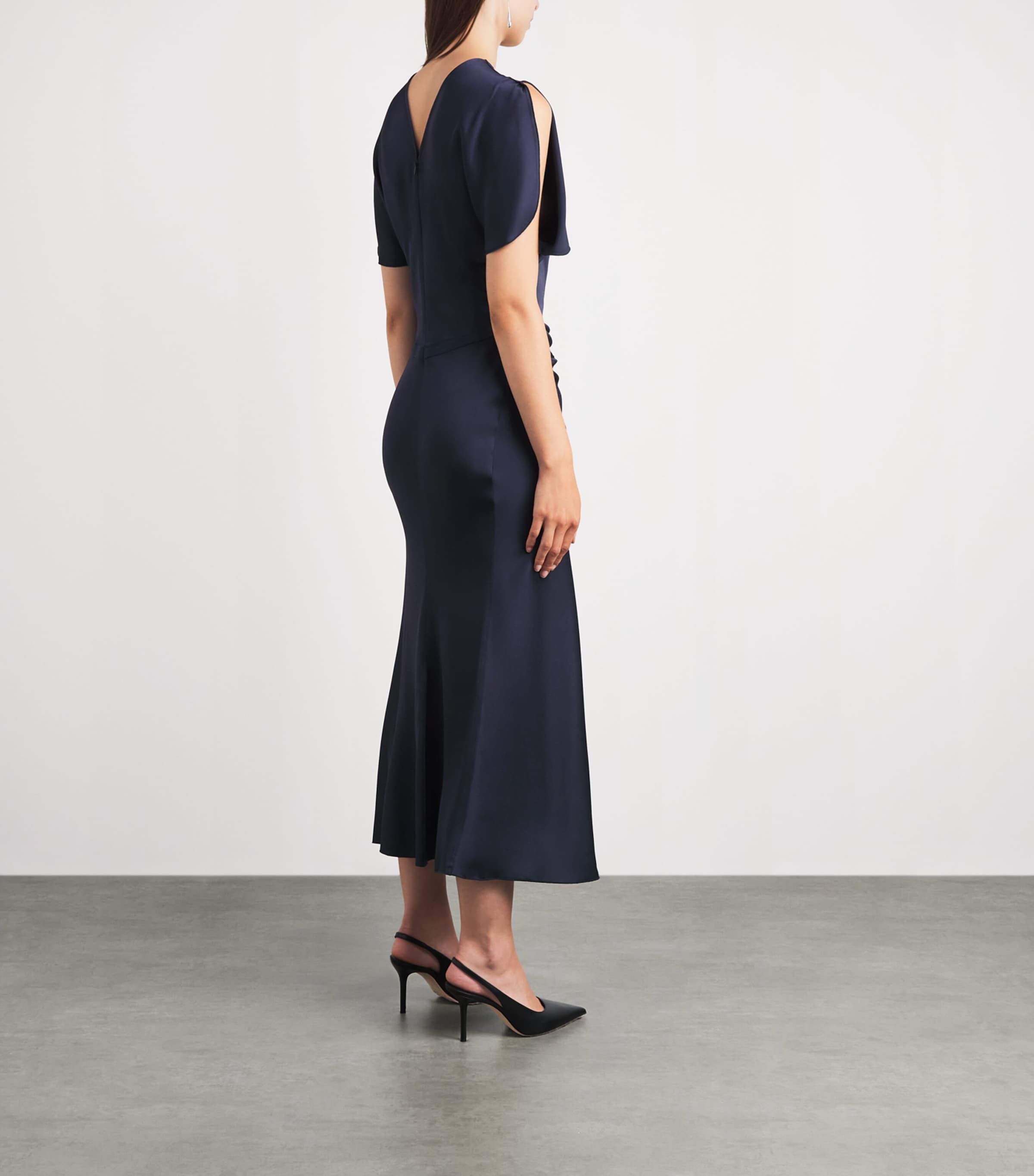 Victoria Beckham Womens Satin Bela Midi Dress Midnight Image 4