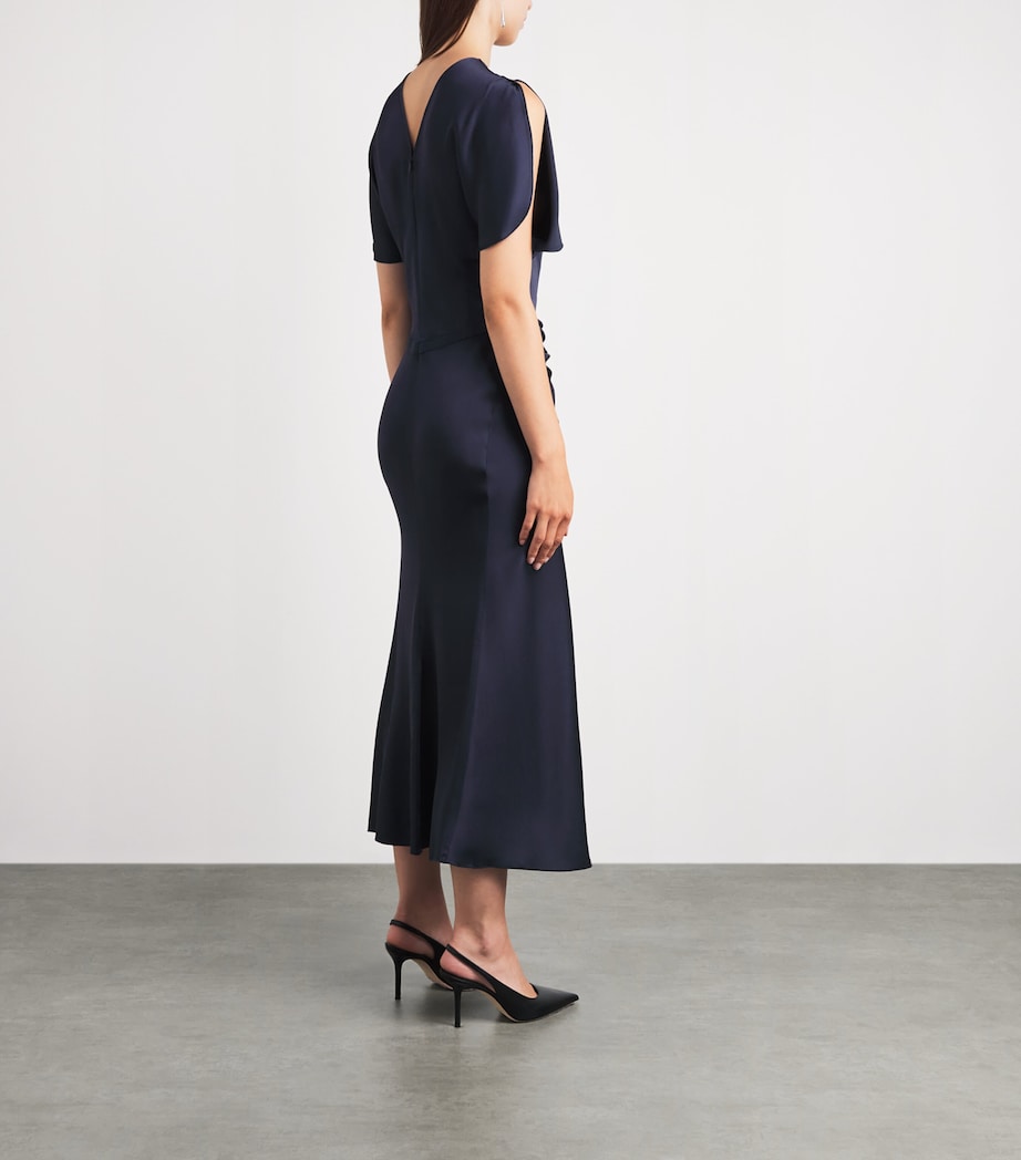 Victoria Beckham Womens Satin Bela Midi Dress Midnight Image 4