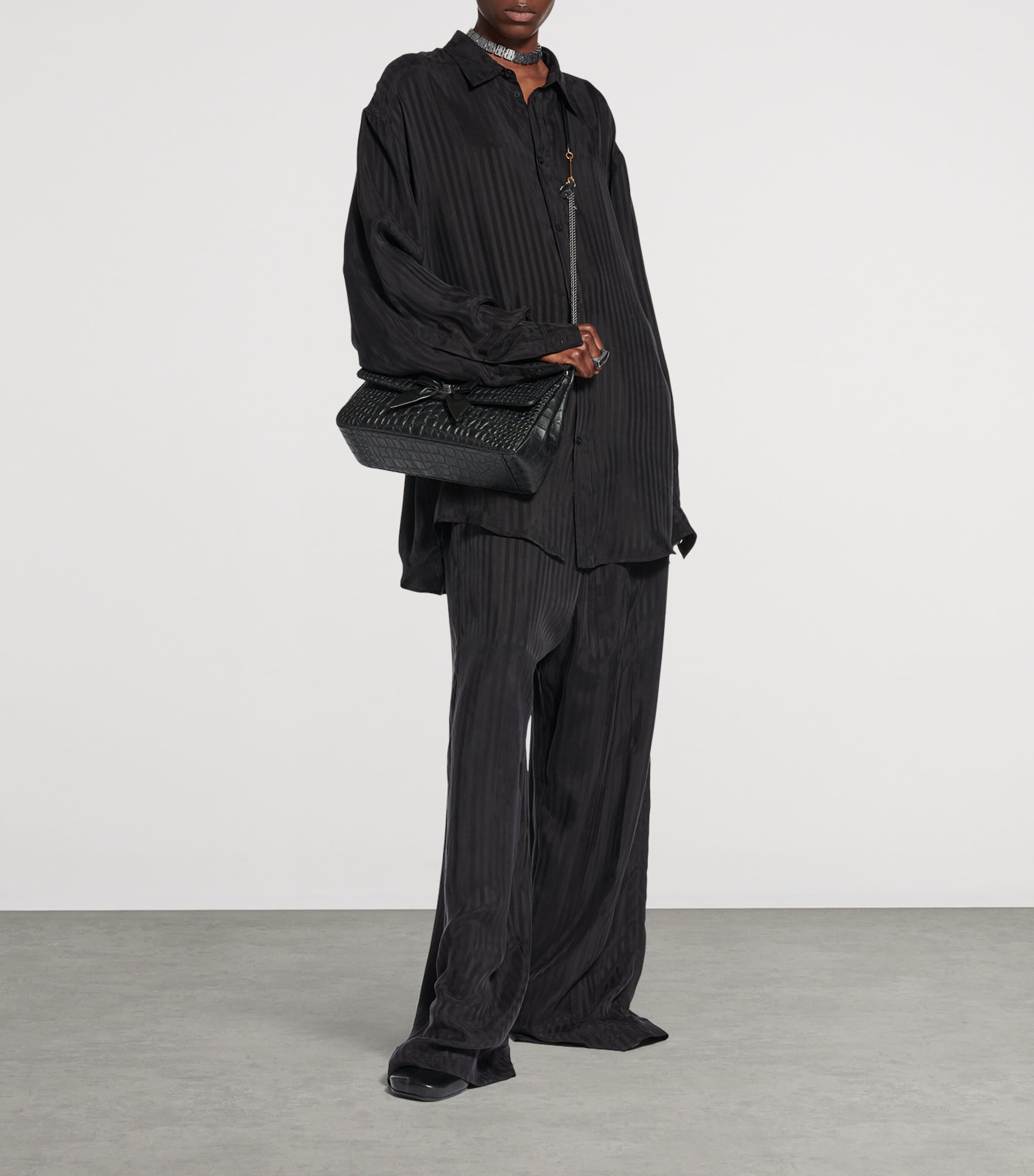 Balenciaga Womens Cupro Stripe Fluid Shirt Image 4