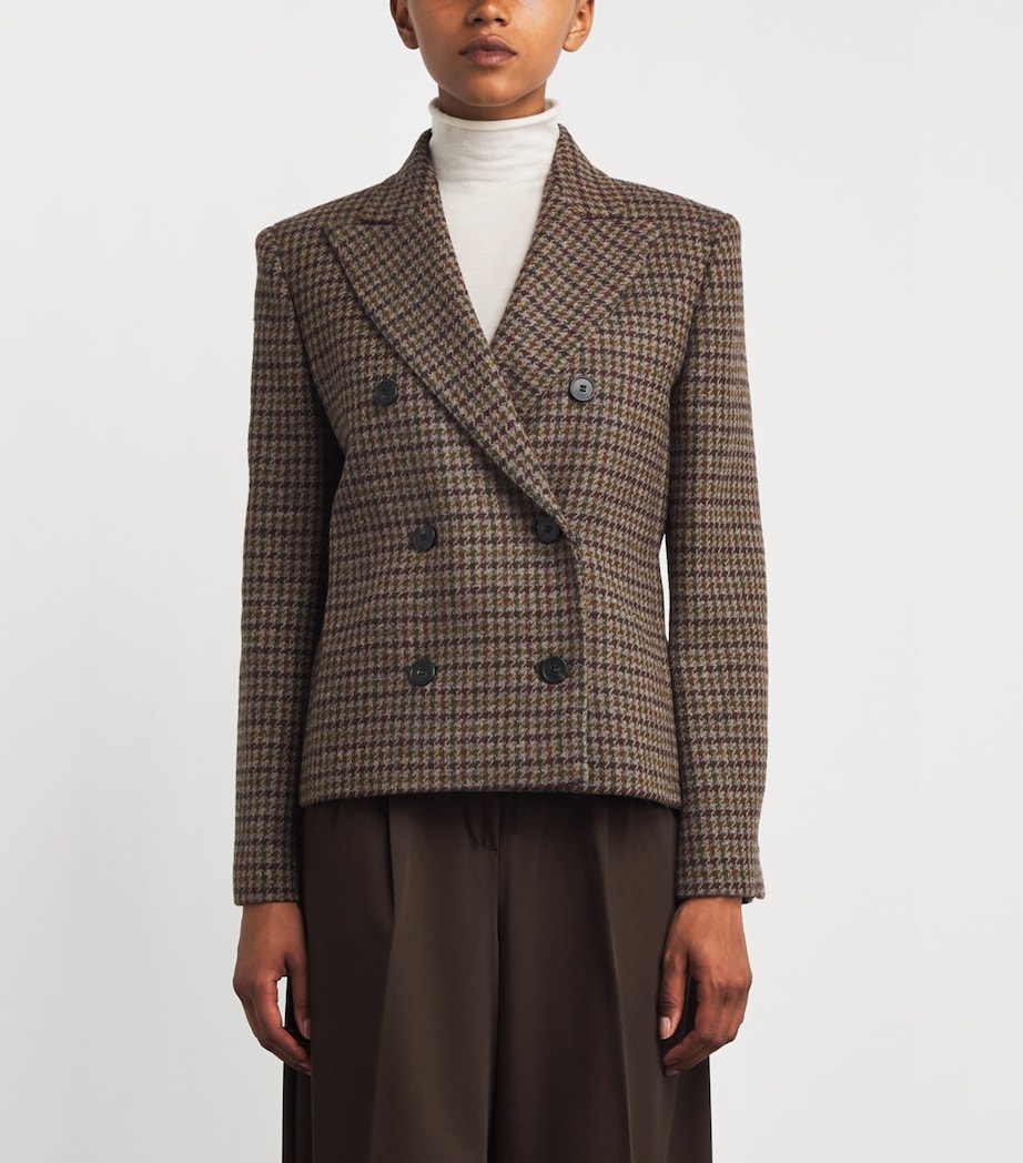 Stretch Wool Double-Breasted Blazer WINE-COLOURED Image 3