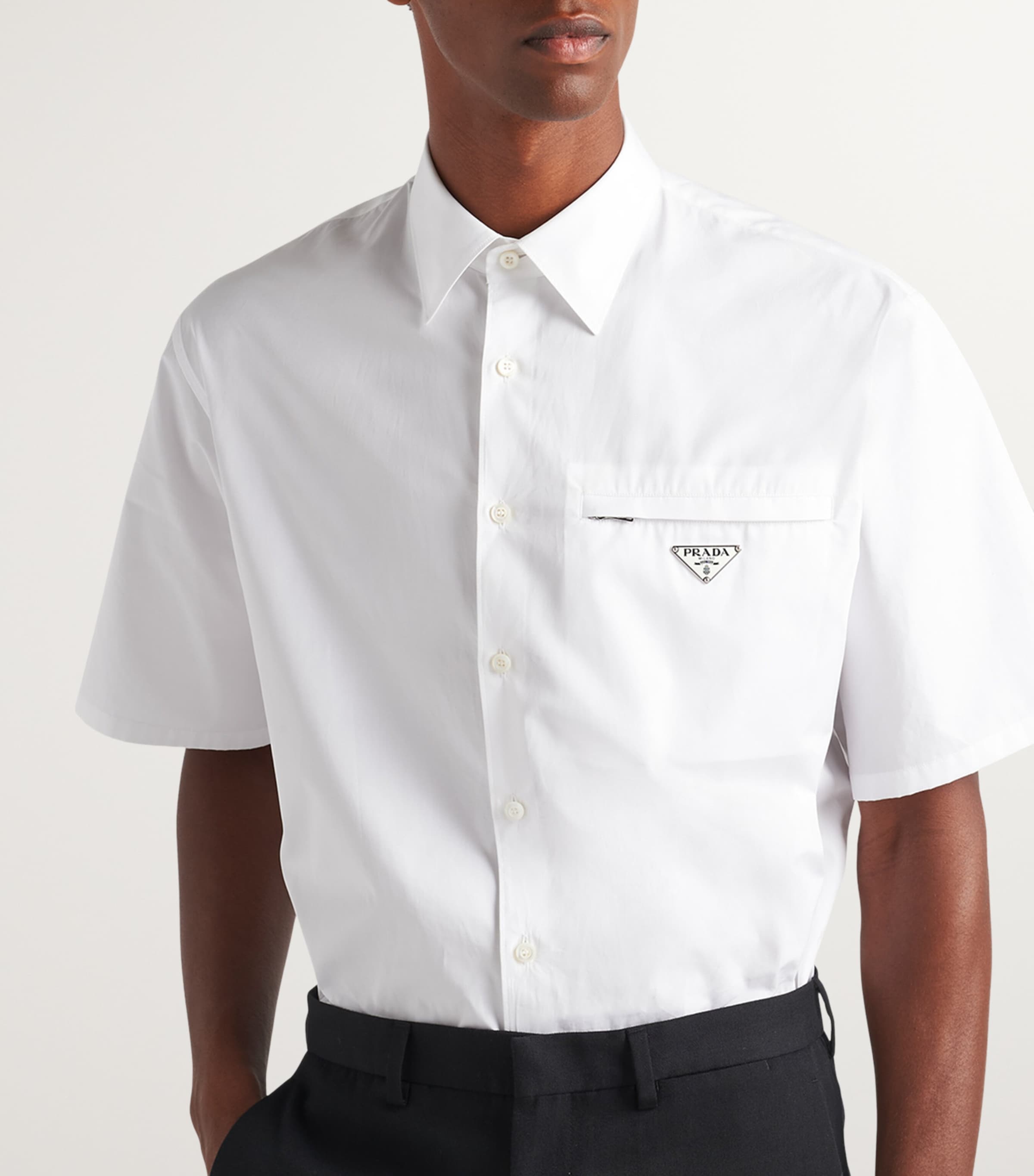 Prada White Cotton Short-Sleeve Shirt | Harrods UK