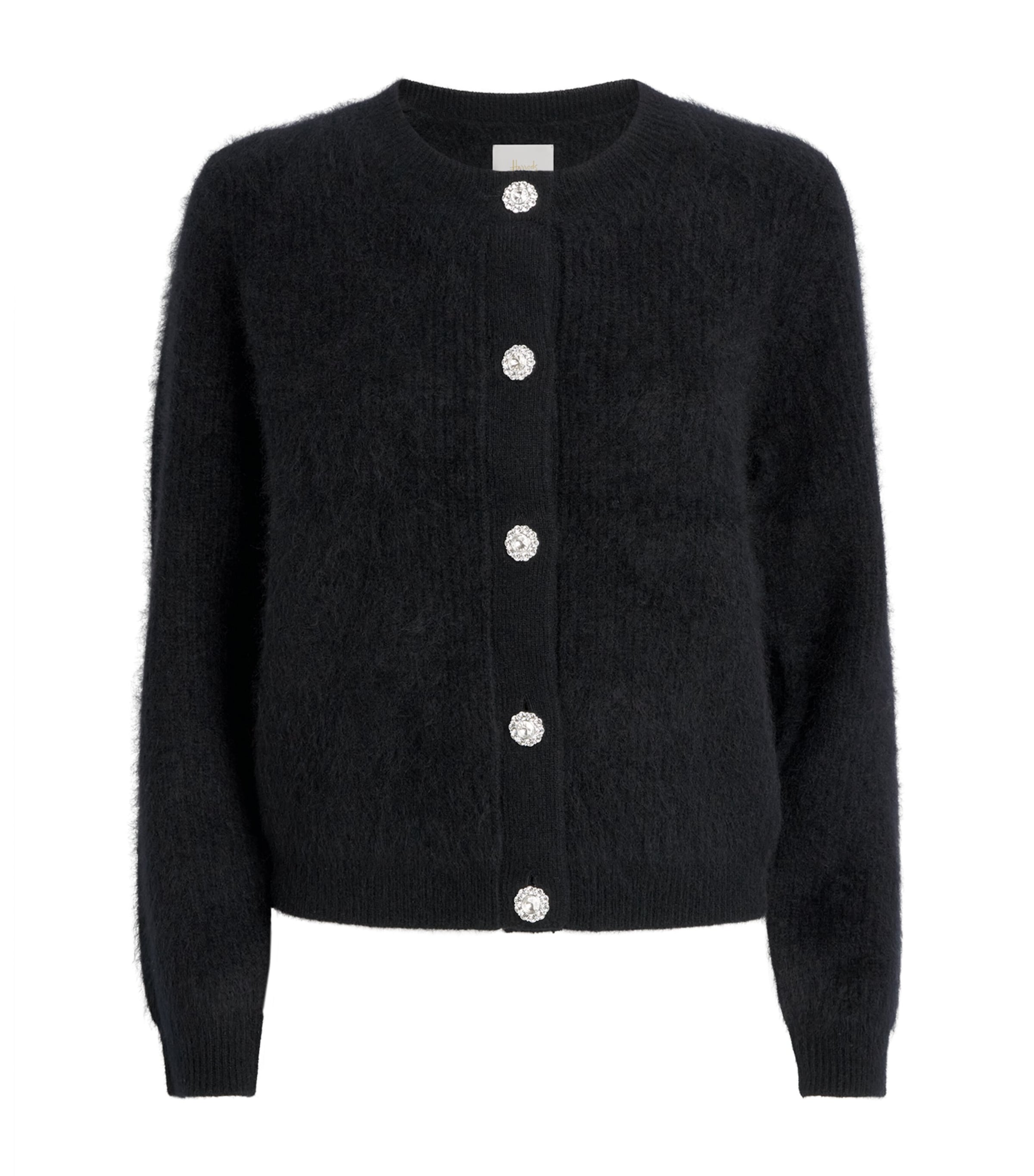 Harrods Womens Wool-Cashmere Embellished Cardigan Black Image 1