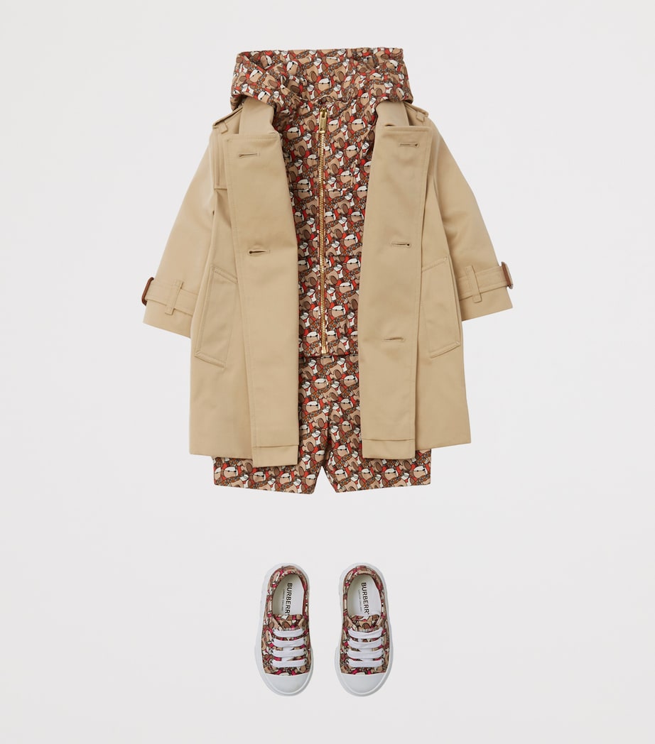 Burberry Kids Gabardine Trench Coat (6-24 Months) Honey Image 4