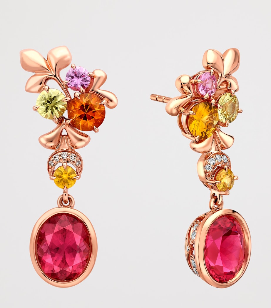 Boodles Rose Gold, Diamond, Tourmaline and Sapphire Silk Mantua Palace Earrings Pink Image 3
