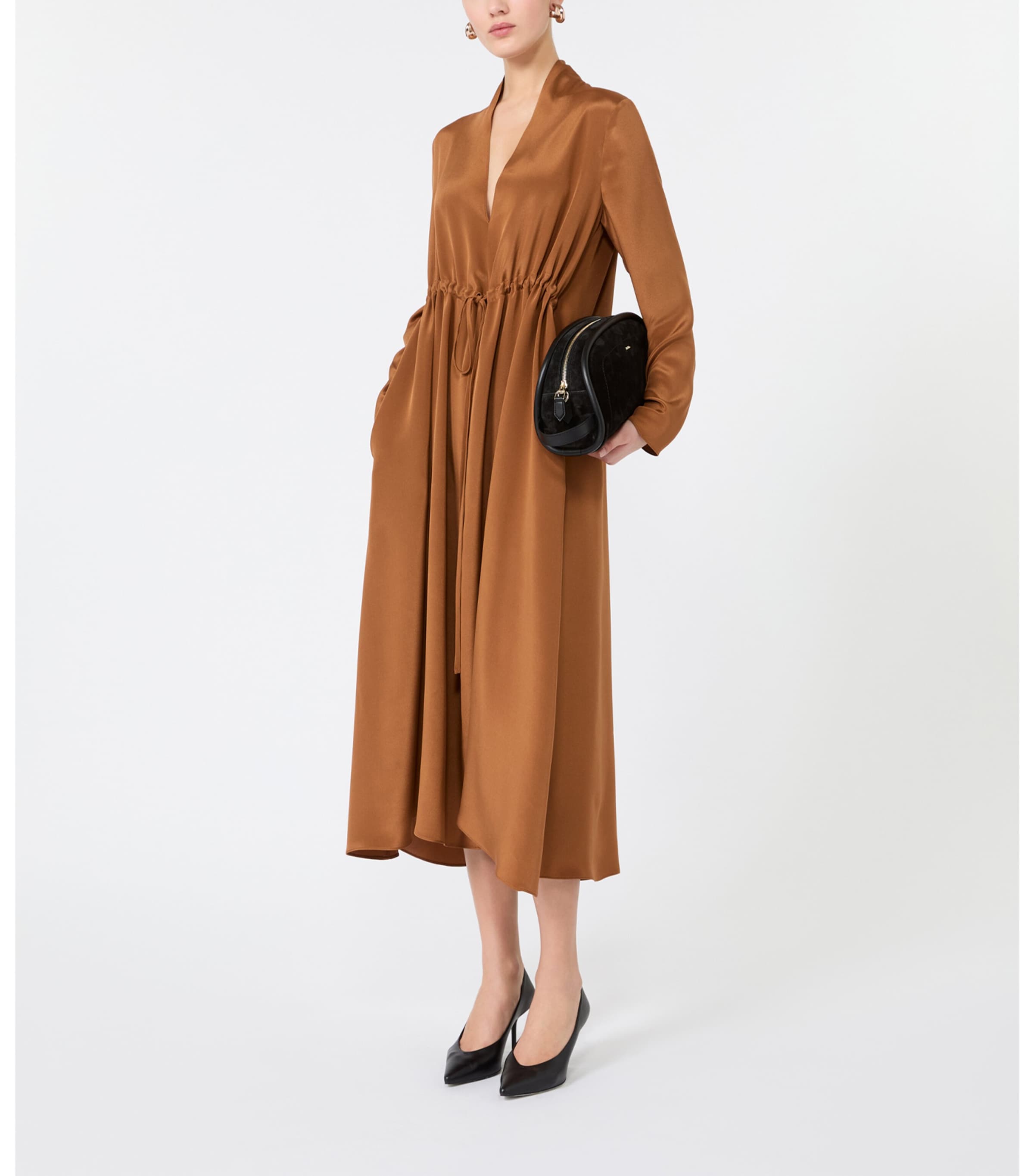 Max Mara Womens Silk Midi Dress Tobacco Image 4