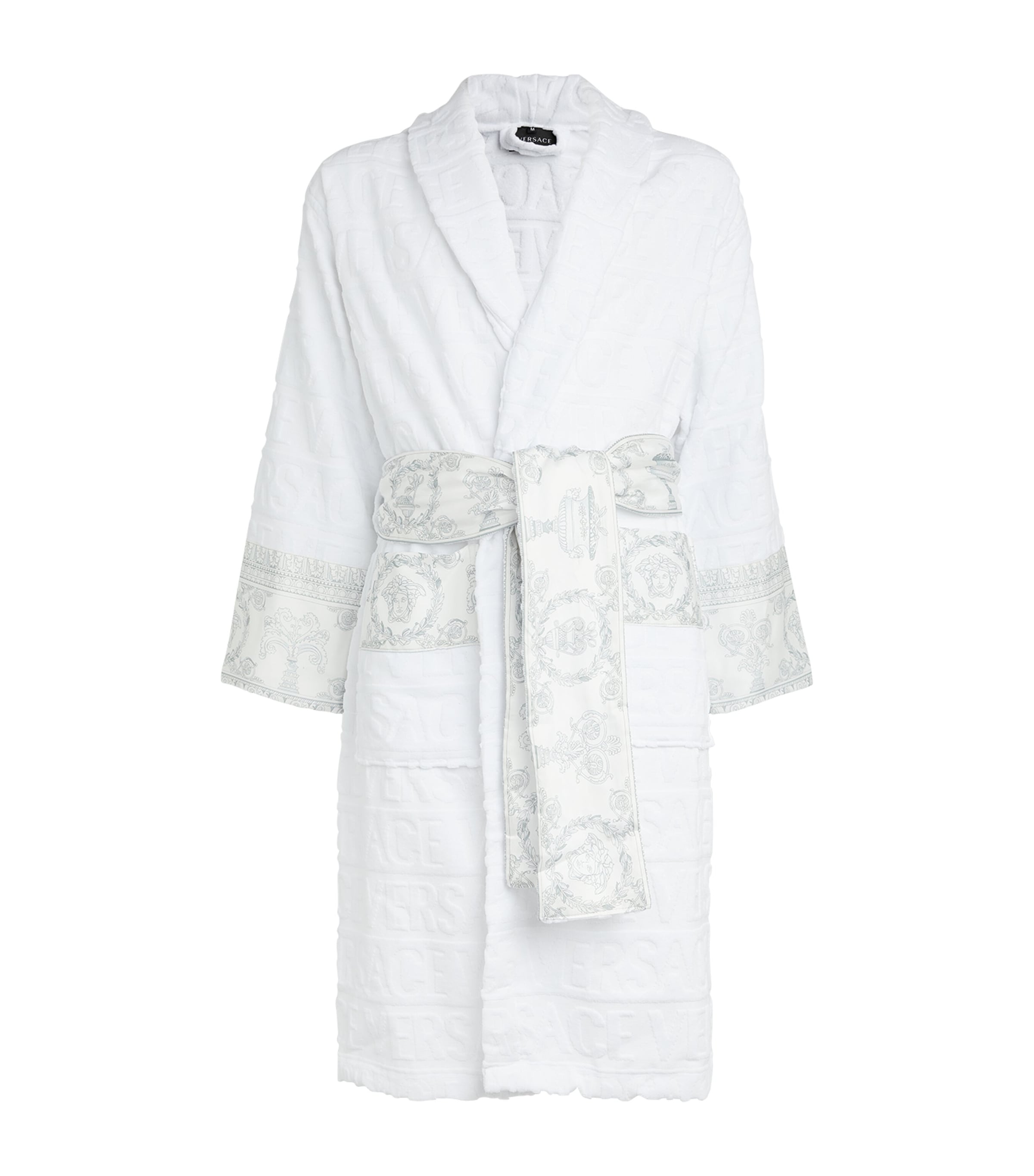 Versace Baroque Bathrobe In White