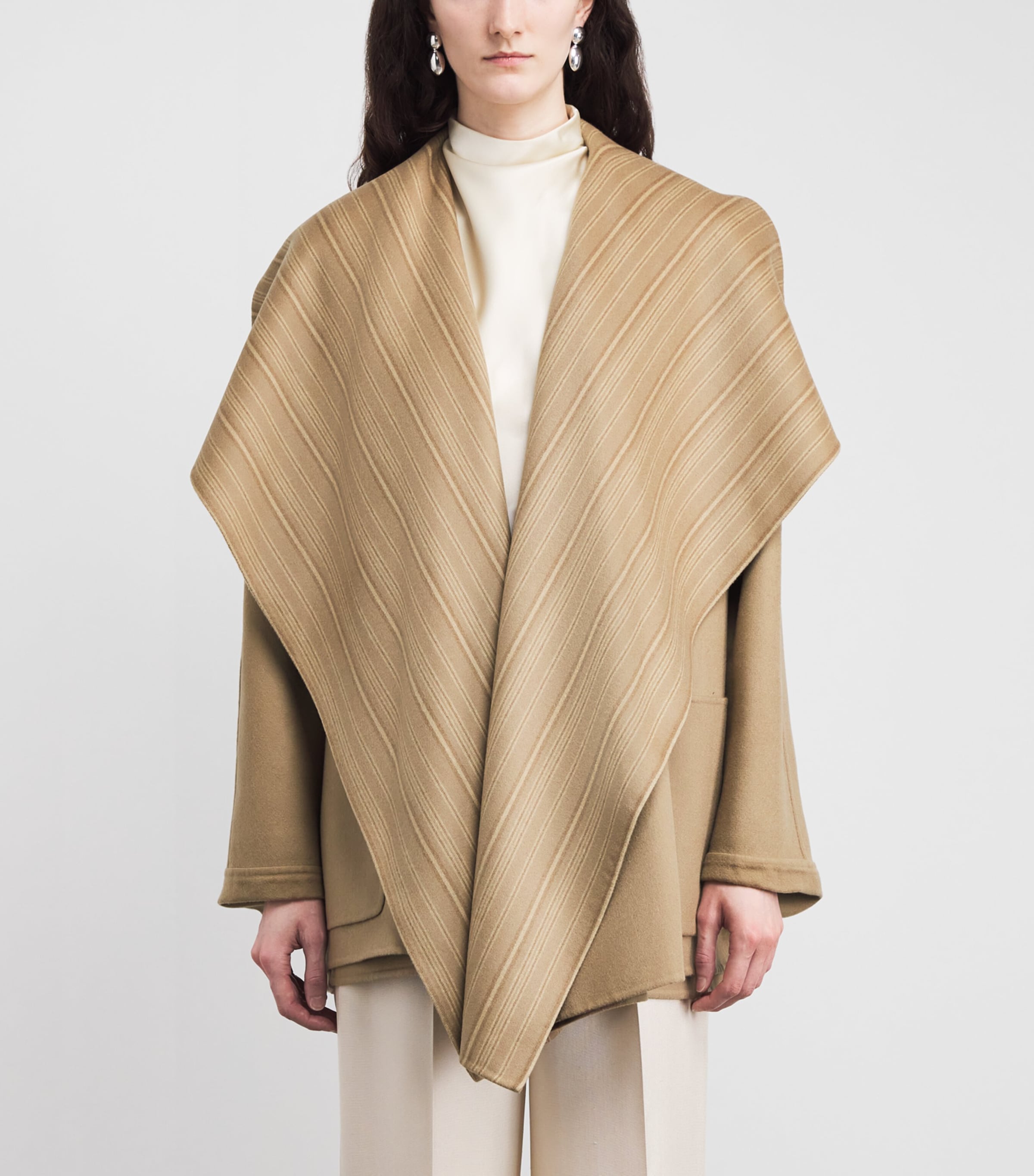 Virgin Wool Reversible Coat STY198 SND/DRK TP/YL Image 6