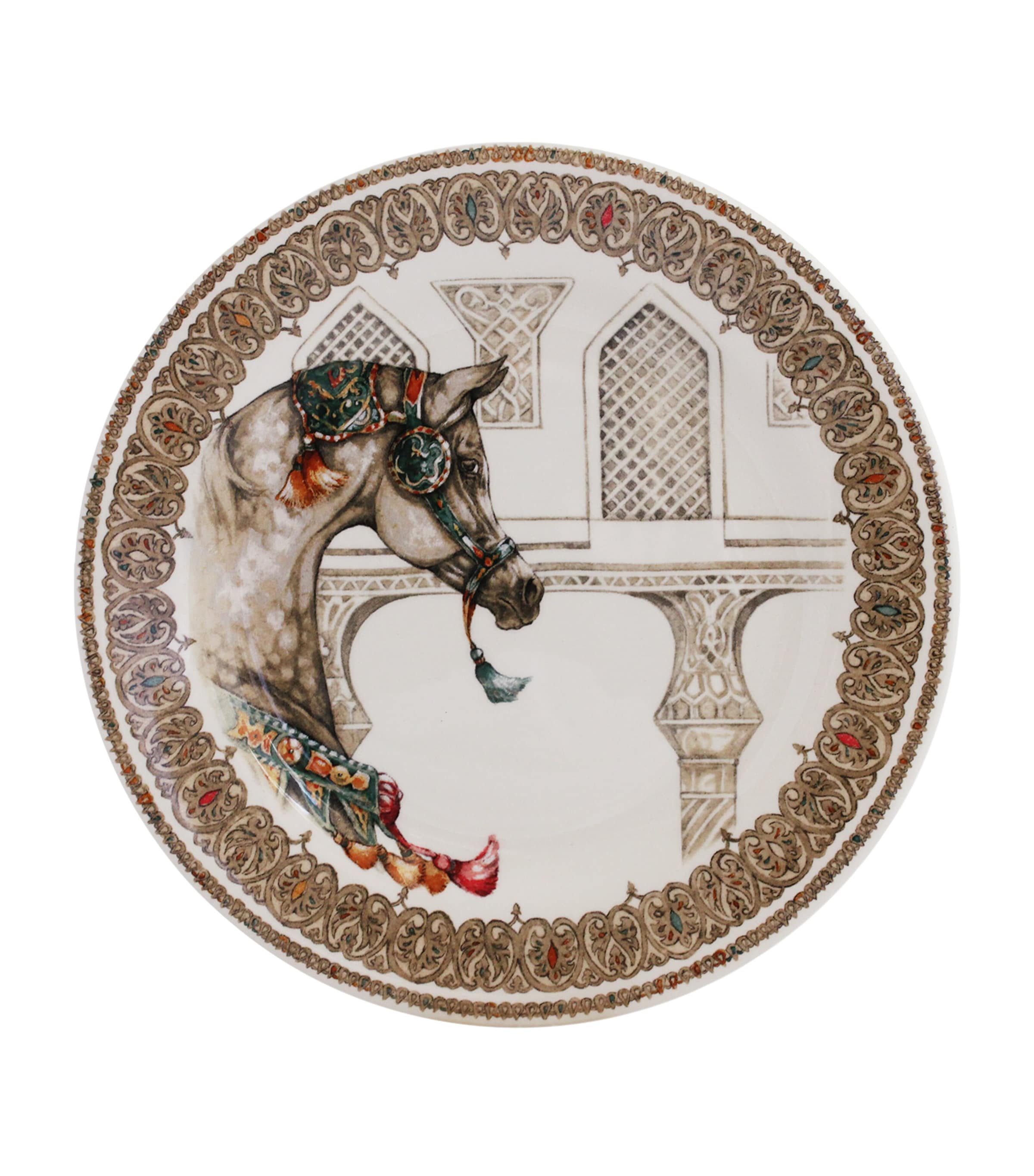 Set of 4 Chevaux du Vent Dessert Plates (22cm) WHITE, BROWN Image 4