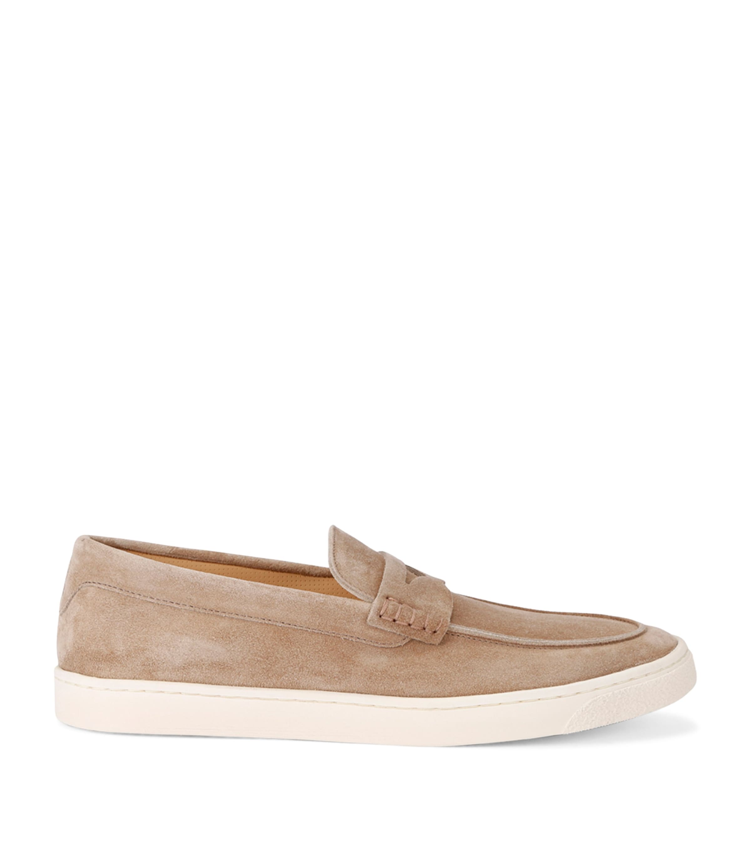 Brunello Cucinelli Suede Hybrid Loafers In Beige