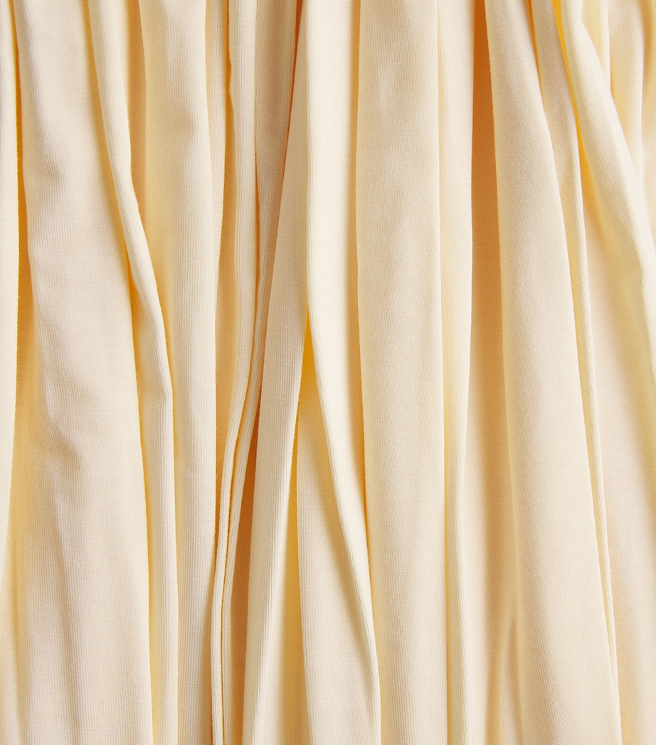Abadia Womens High-Neck Draped Midi Dress Cream Image 6