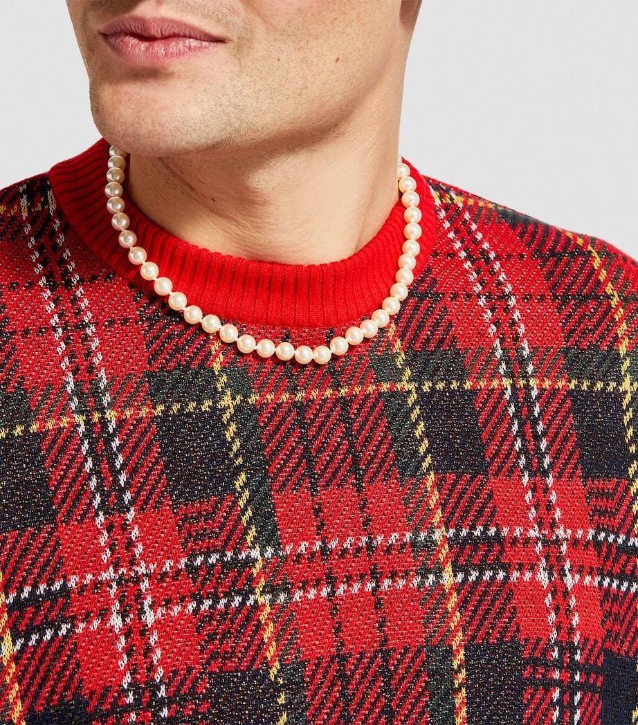 Faux Pearl Necklace P155- PLATNM/CRMPRL Image 3