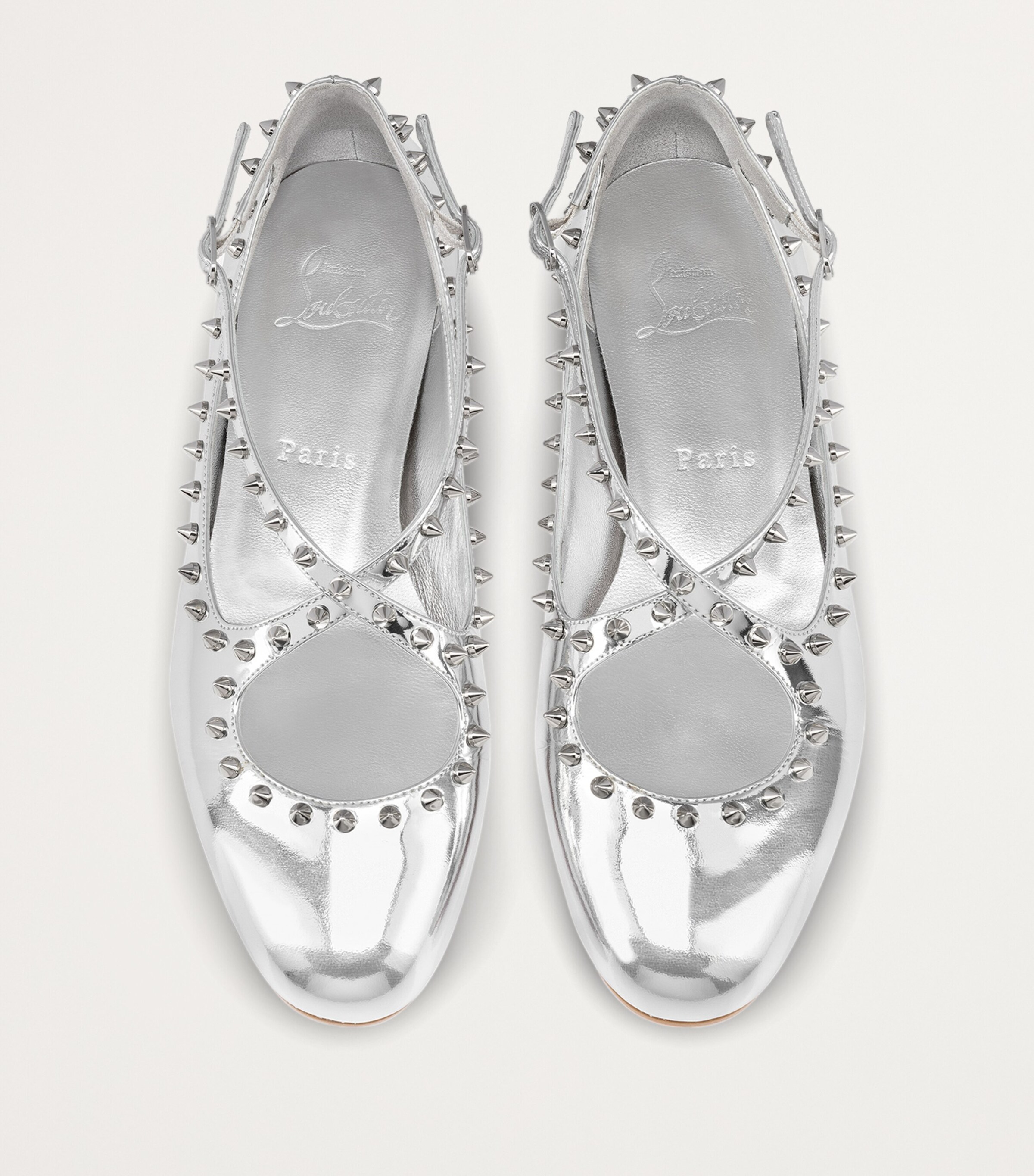 Christian Louboutin Pilouta Jane Spikes Leather Ballet Flats