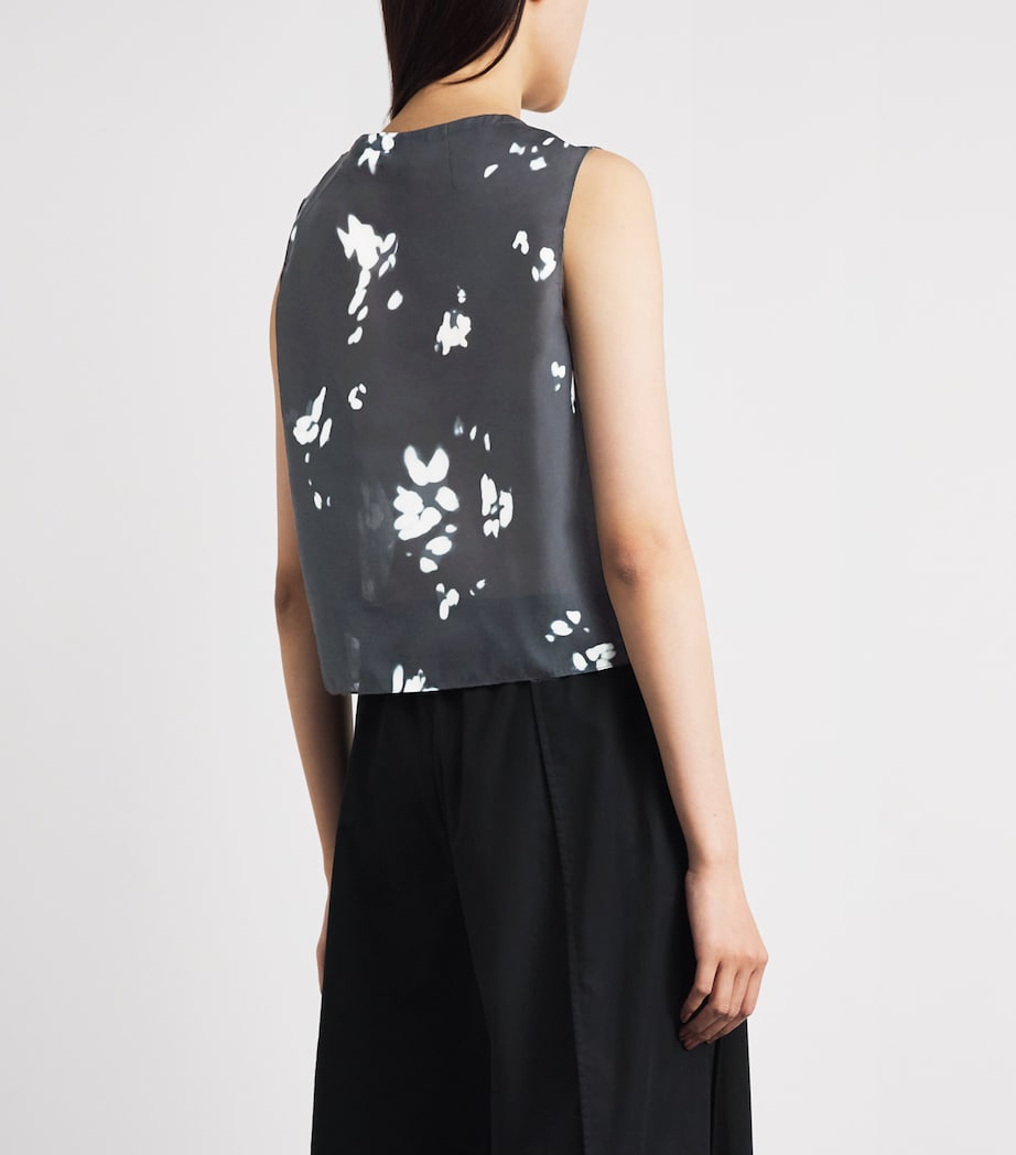Theory Womens Shell Printed Top Black Multi Image 5