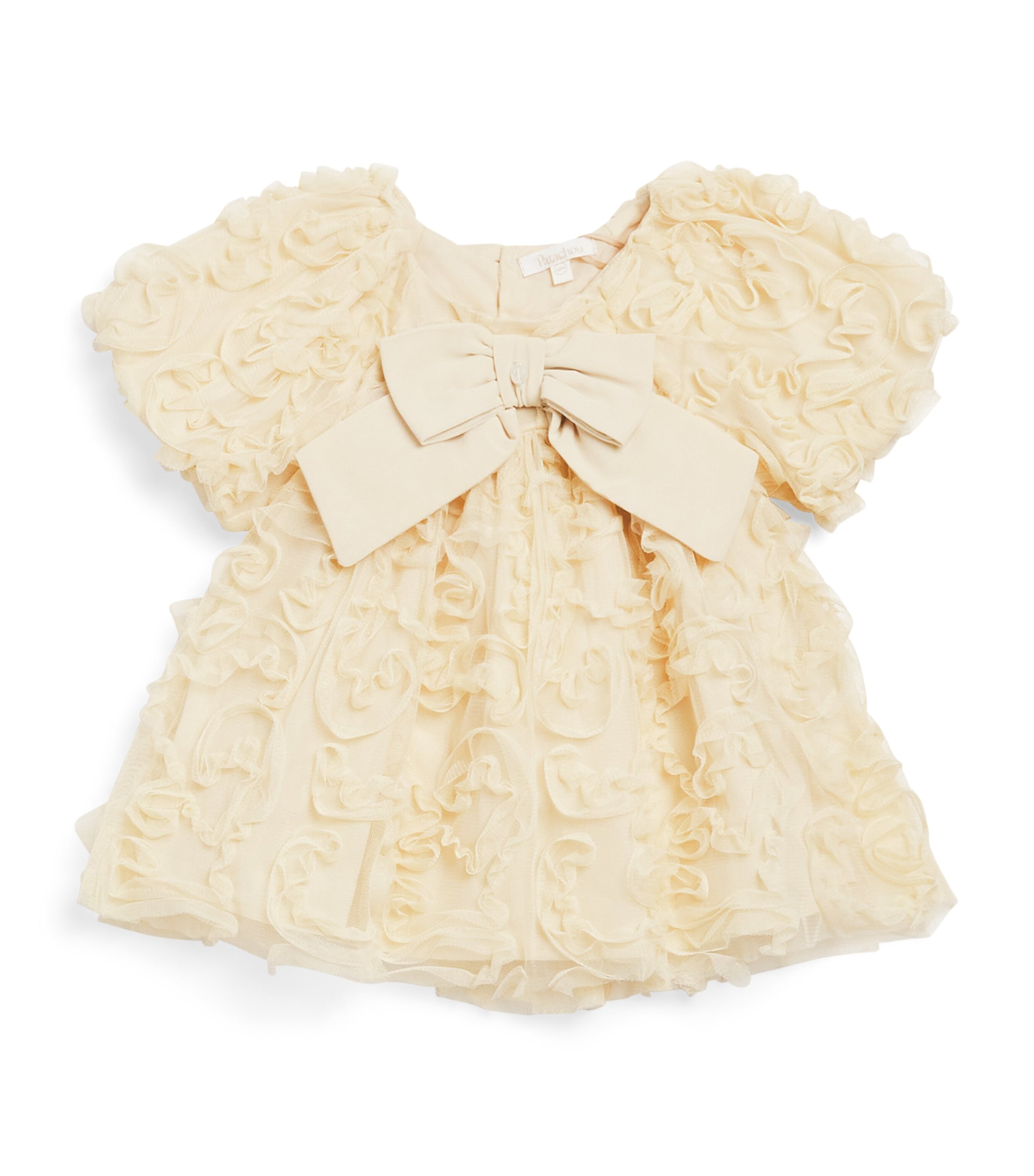 Patachou Tulle Bow-Detail Dress (3-36 Months) Champagne Image 1