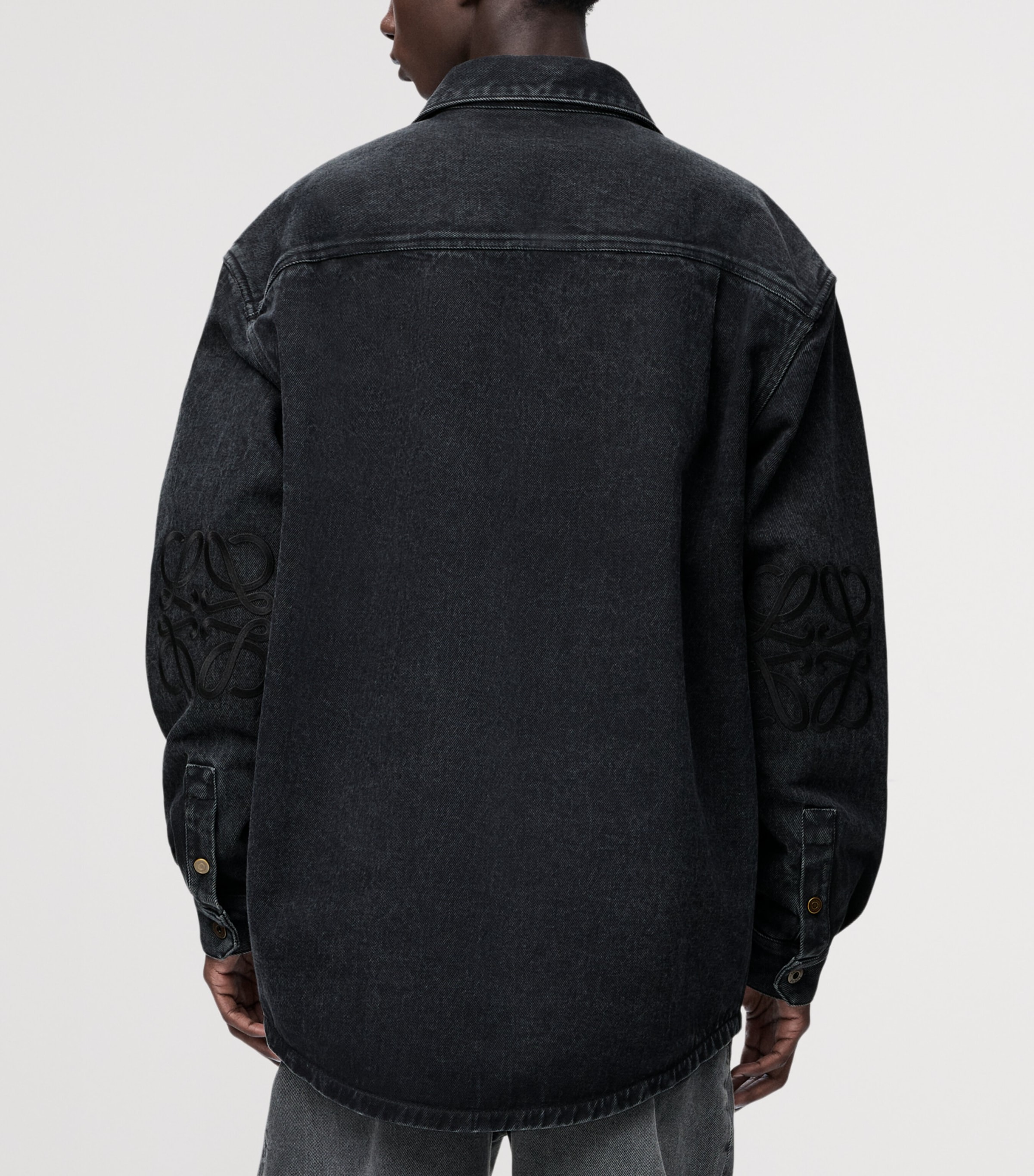 Anagram-Patch Denim Overshirt BLACK Image 4