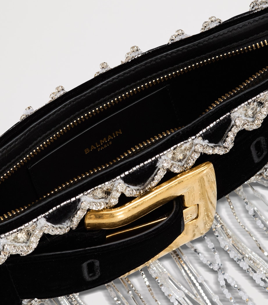 Balmain Embellished Anthem Clutch Bag Eaw Noir/cristal Image 5