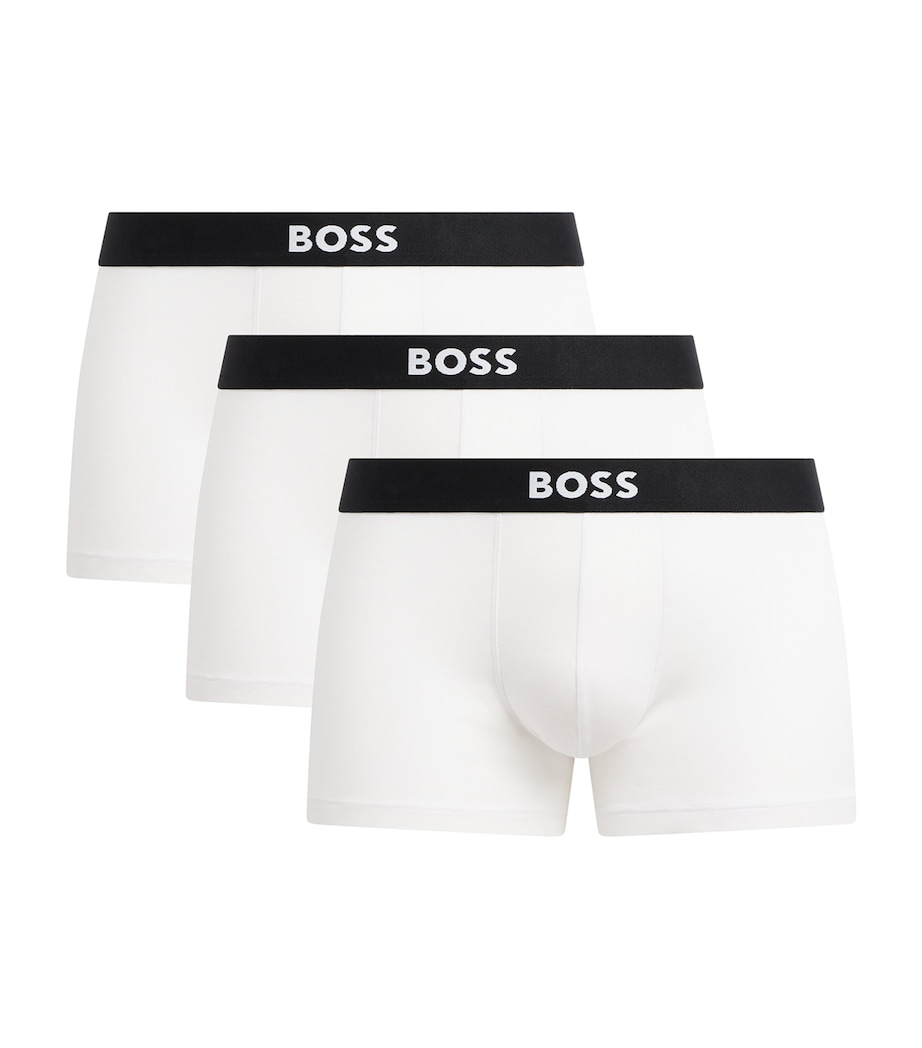 BOSS Mens Stretch-Cotton Boss One Trunks (Pack of 3) White Image 1