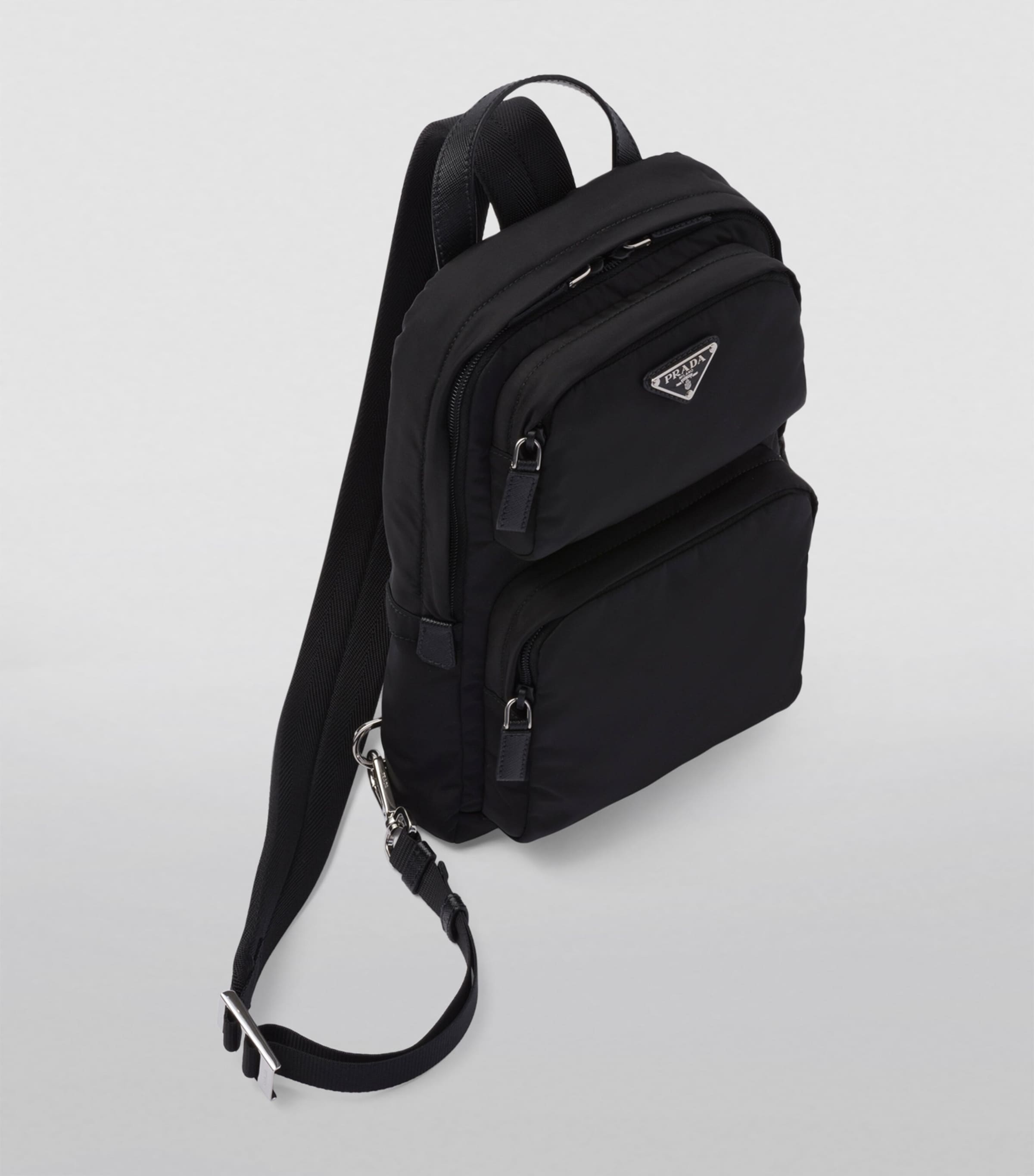 Re-Nylon and Saffiano Leather Backpack F0002 Image 4