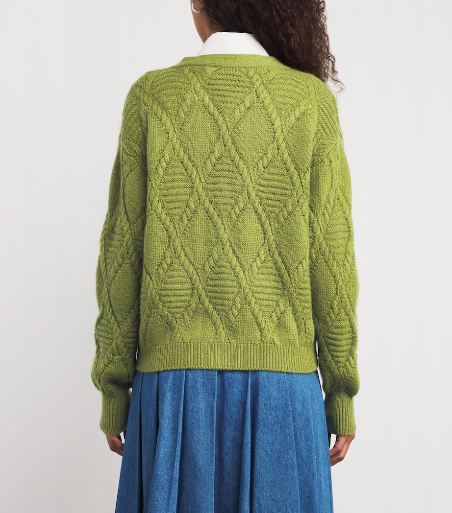 V-Neck Cardigan GREEN Image 4