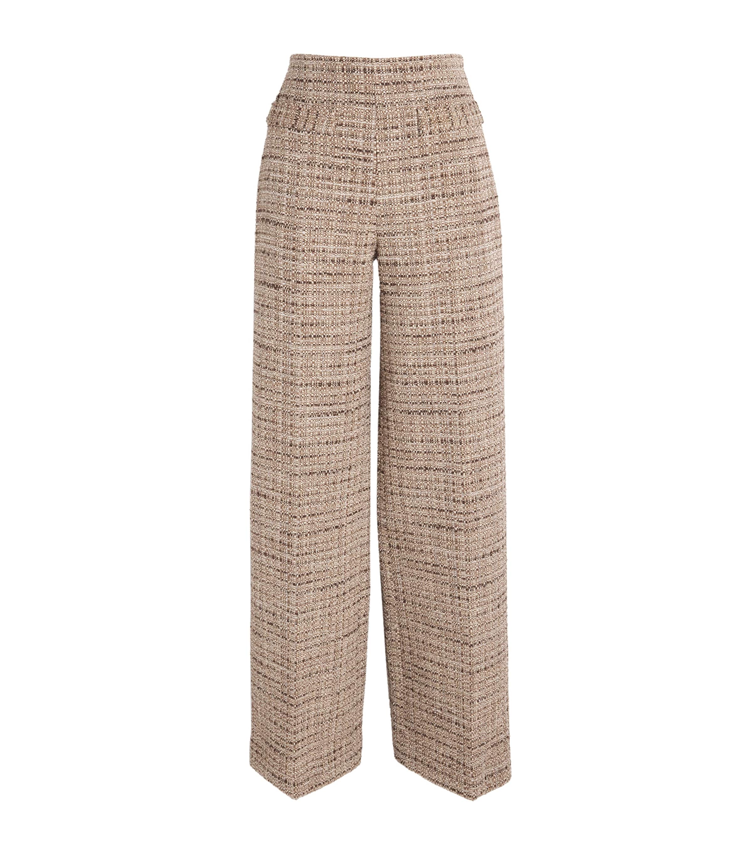 Sandro Decorative Tweed Trousers In Brown