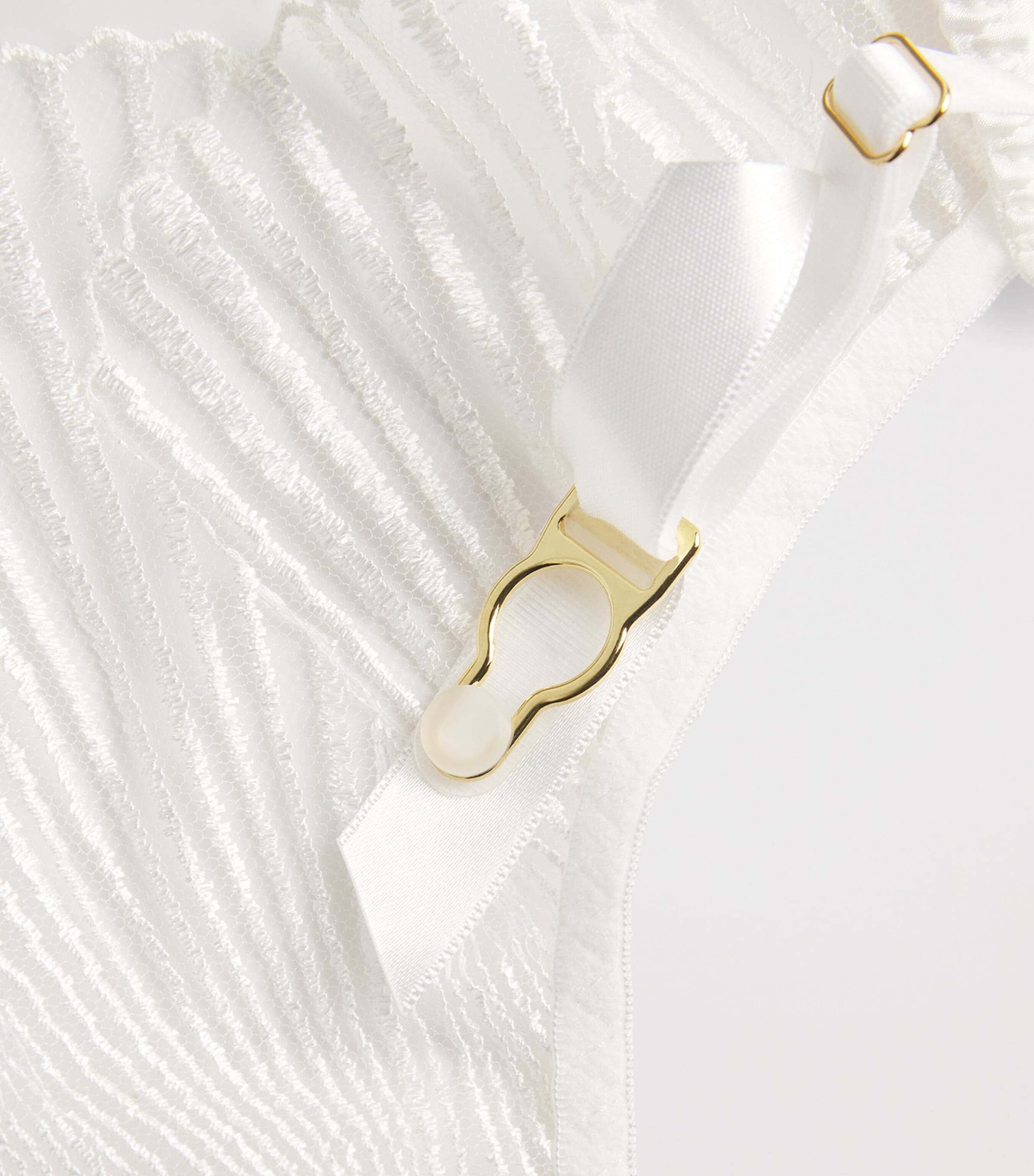 Coco De Mer Womens Stretch-silk Lace Athena Suspenders Ivory Image 2