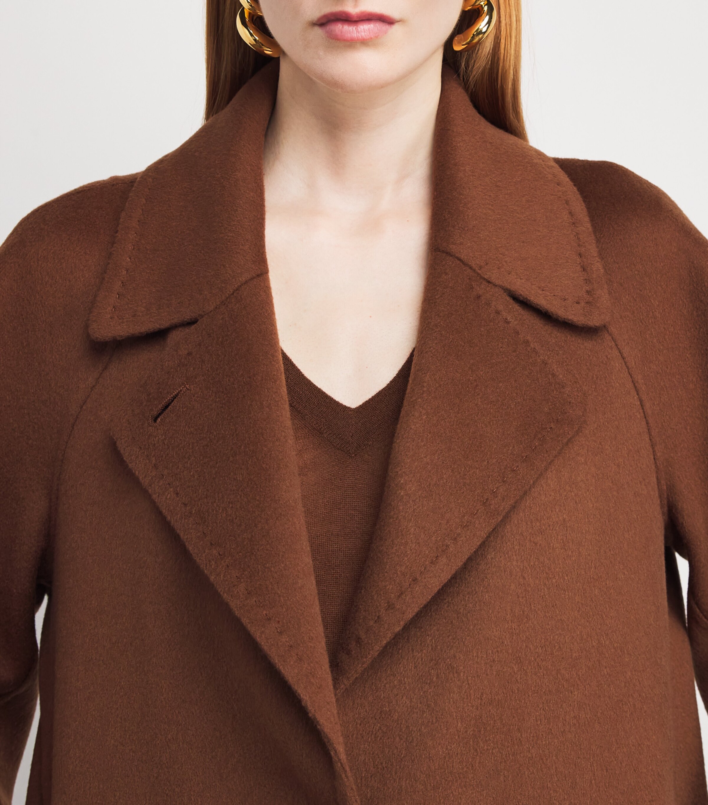 Joseph Womens Double-Faced Cashmere Coat Cinnamon Image 6