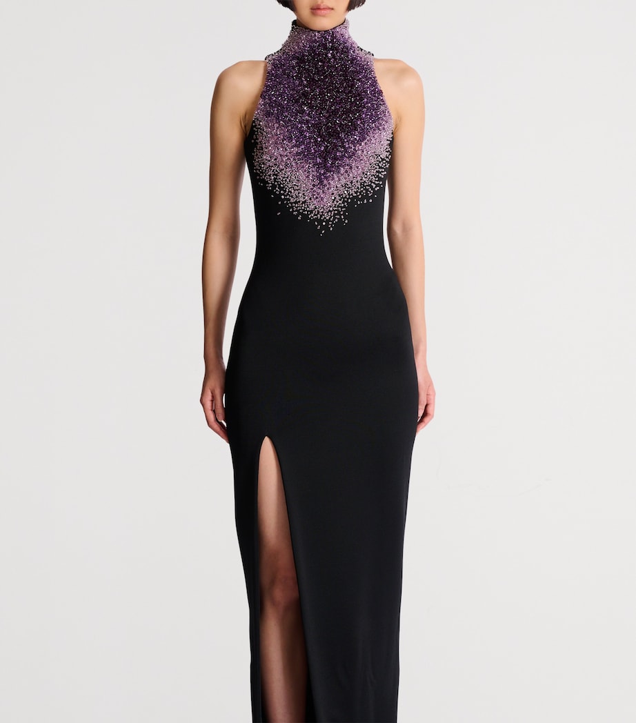 Balmain Womens Embellished Milano Gown Eqw Noir/violet Image 2
