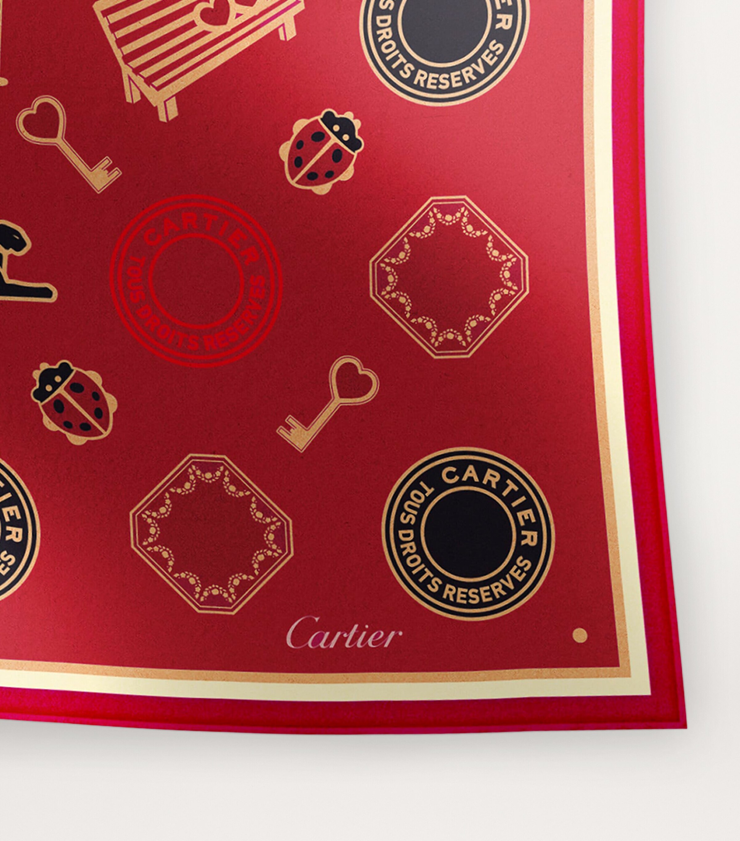 Silk Diabolo de Cartier Scarf  BURGUNDY Image 6