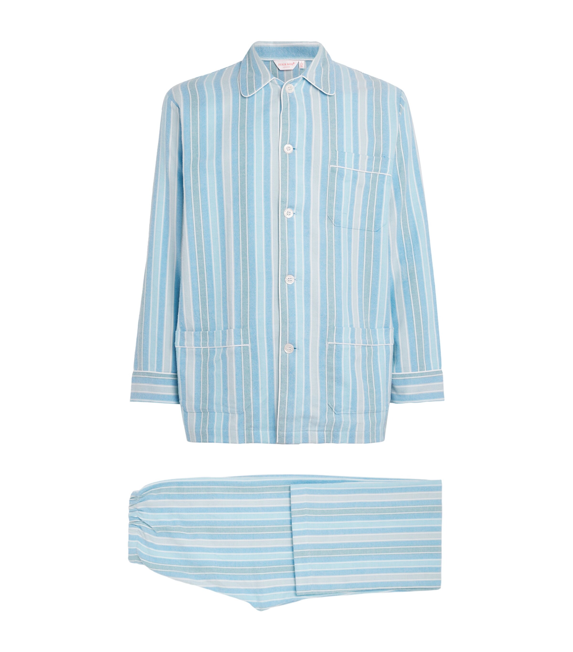 Derek Rose Mens Cotton Kelburn Pyjama Set Blue Image 1