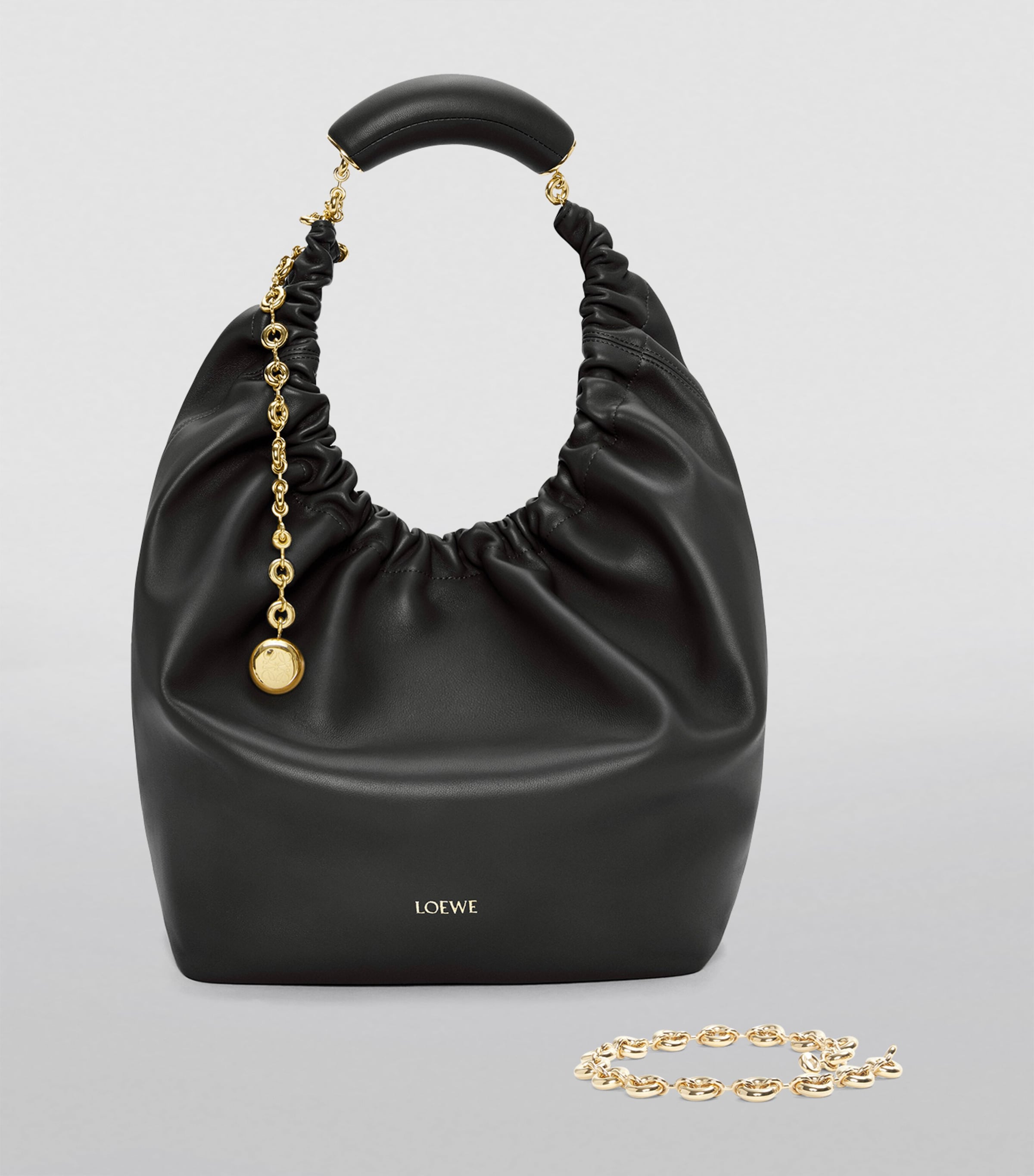 Medium Leather Squeeze Top-Handle Bag BLACK Image 6