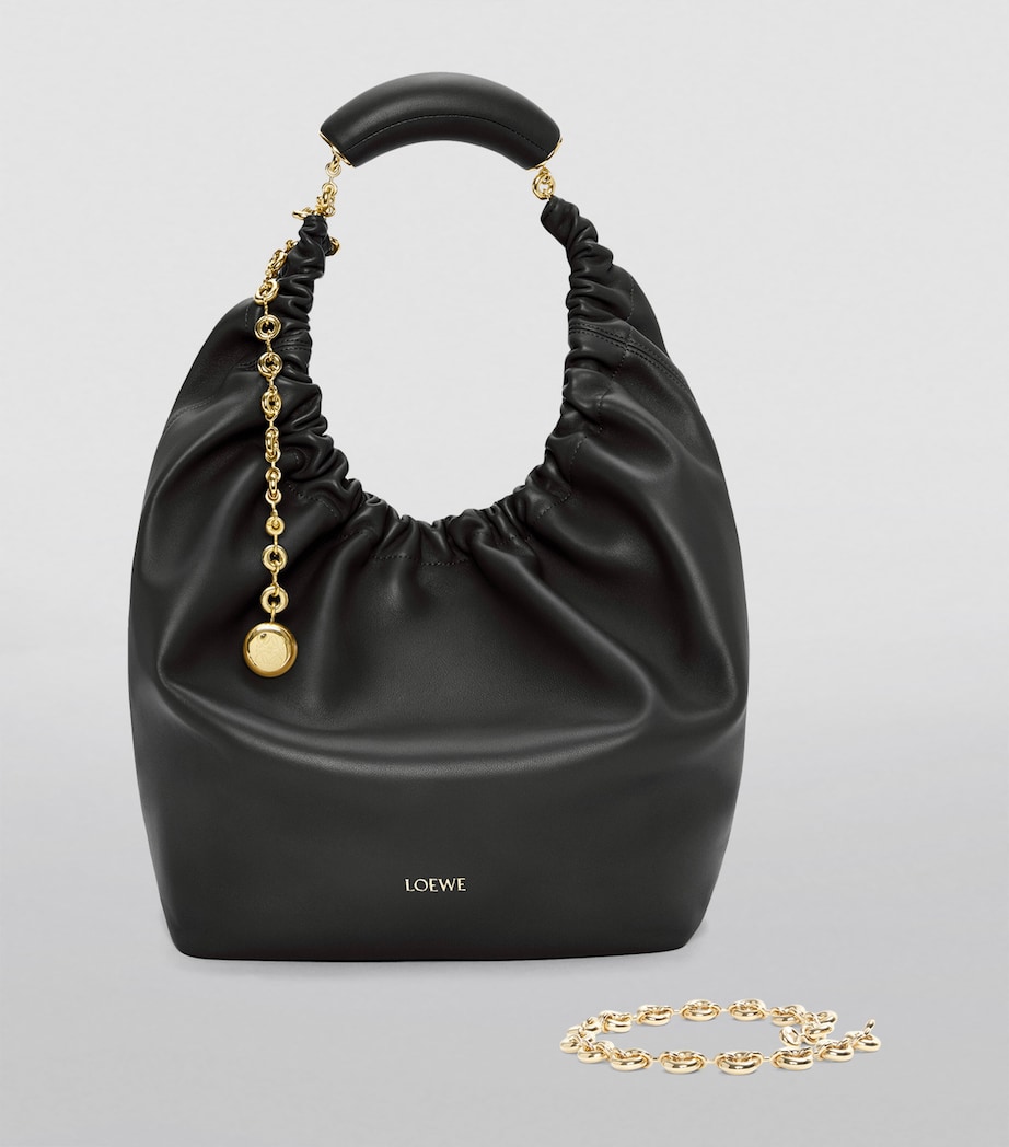 Medium Leather Squeeze Top-Handle Bag BLACK Image 6