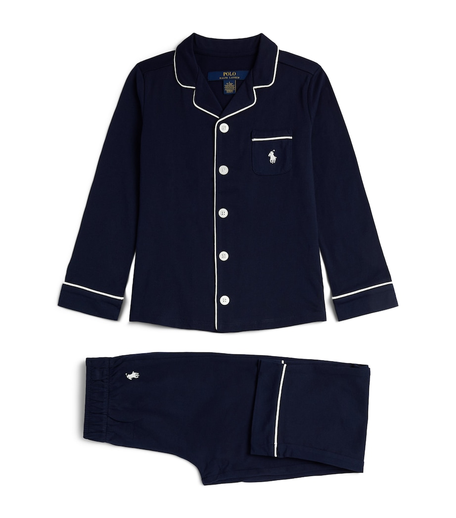 Ralph Lauren Kids Cotton Shirt and Trousers Pyjama Set (4-6 Years) Navy Image 1